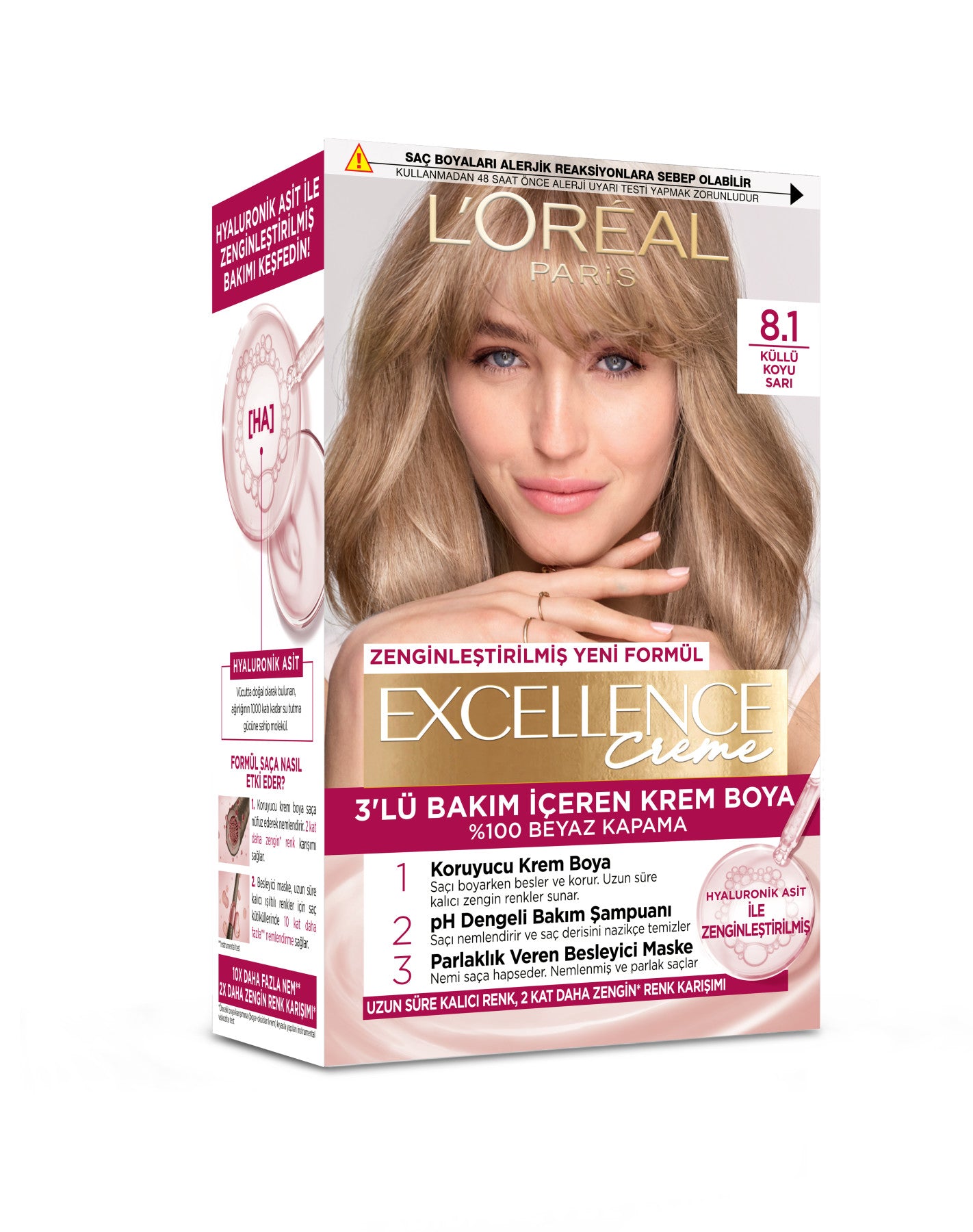 L’Oréal Paris Excellence Creme 8.1 Küllü Koyu Sarı Saç Boyası