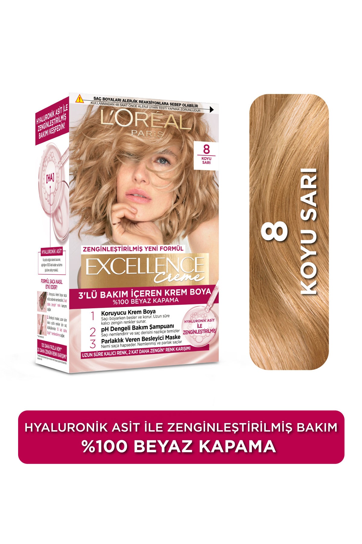L’Oréal Paris Excellence Creme 8 Koyu Sarı Saç Boyası