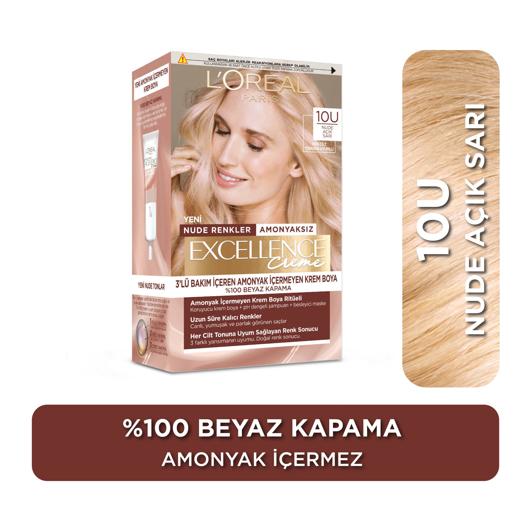 L’Oréal Paris Excellence Creme Nude Renkler Saç Boyası – 10U Nude Açık Sarı