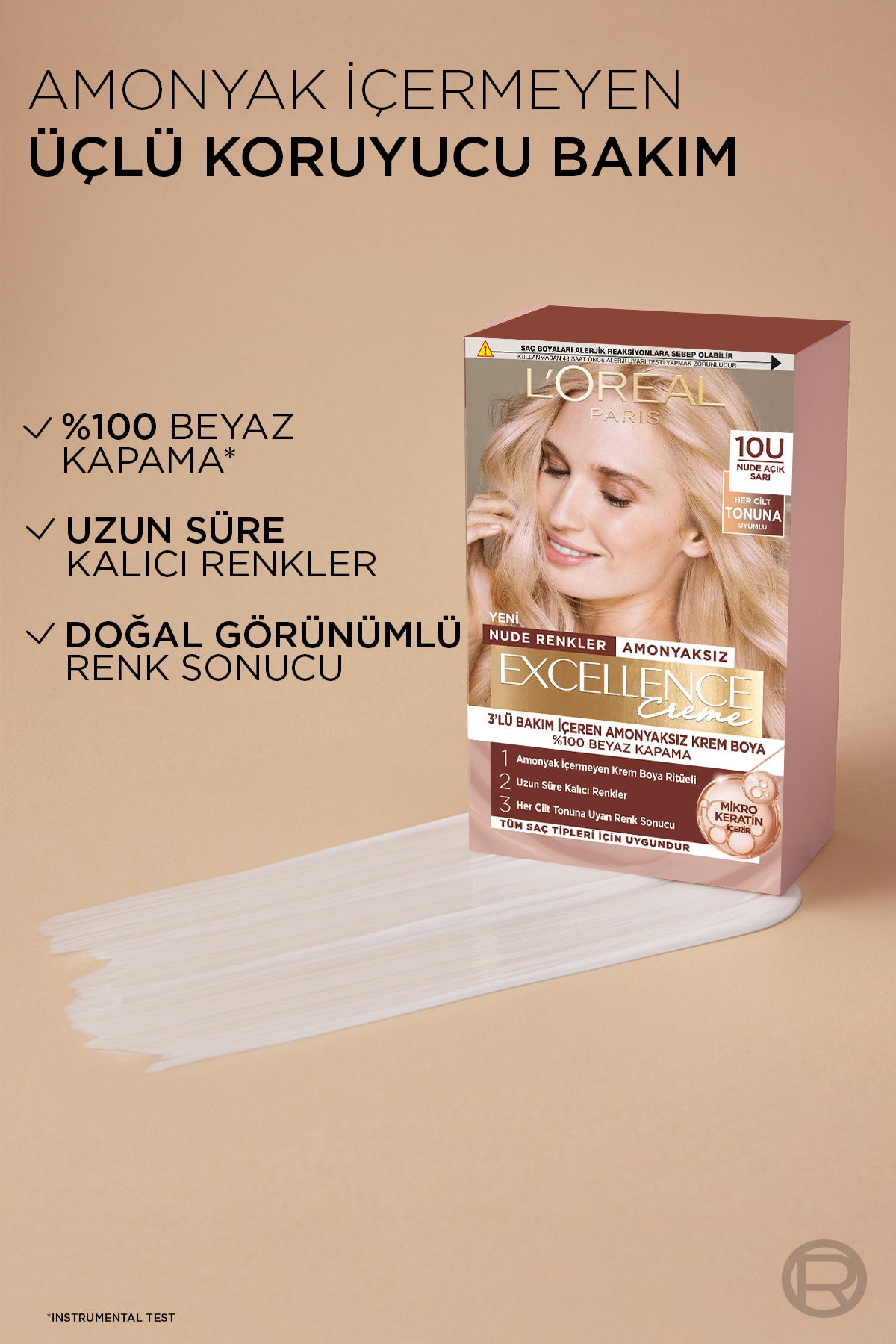 L’Oréal Paris Excellence Creme Nude Renkler Saç Boyası – 10U Nude Açık Sarı