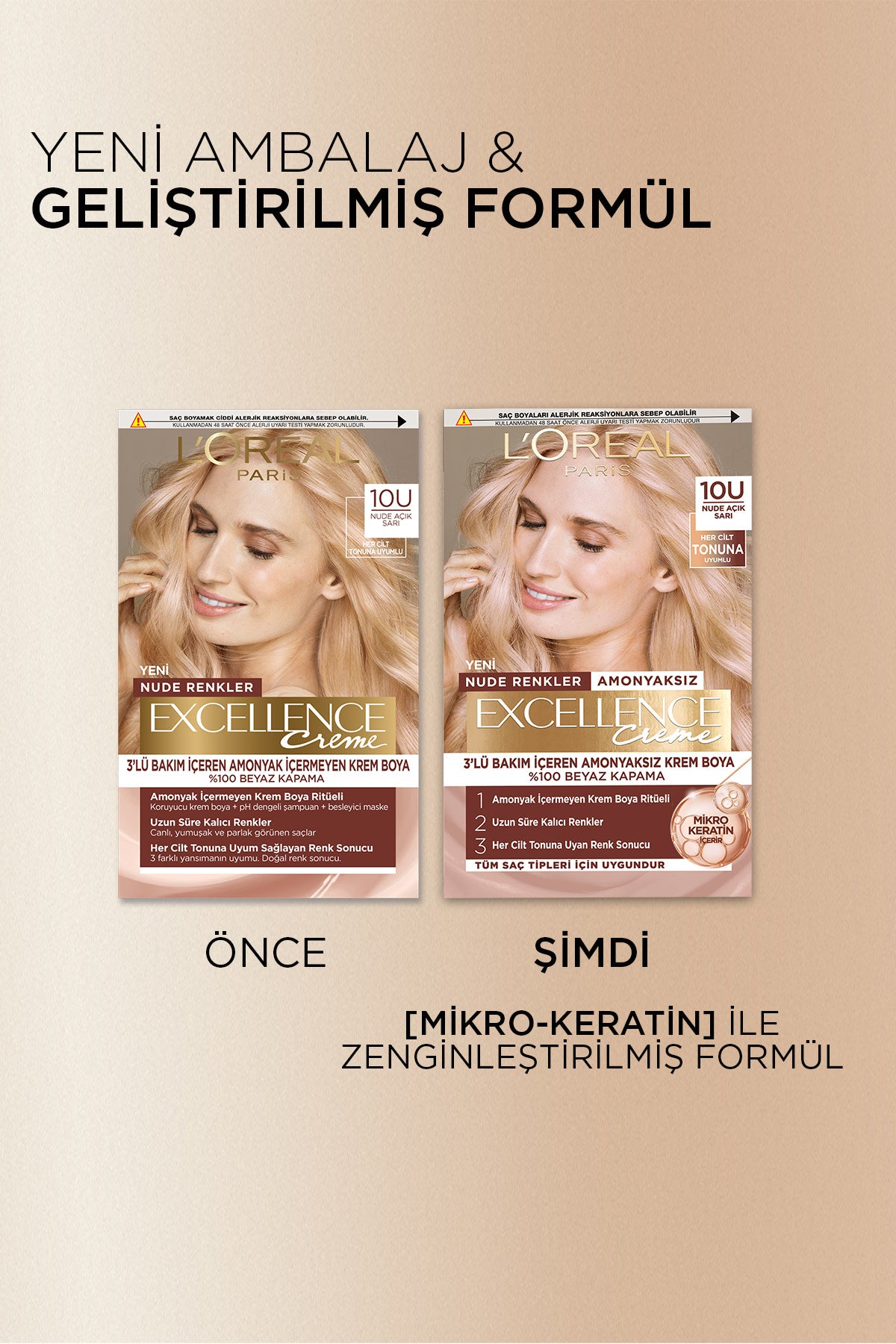 L’Oréal Paris Excellence Creme Nude Renkler Saç Boyası – 10U Nude Açık Sarı