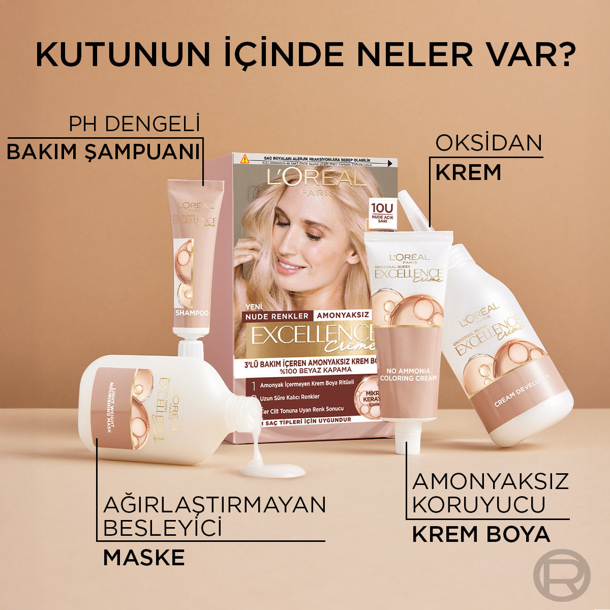 L’Oréal Paris Excellence Creme Nude Renkler Saç Boyası – 10U Nude Açık Sarı