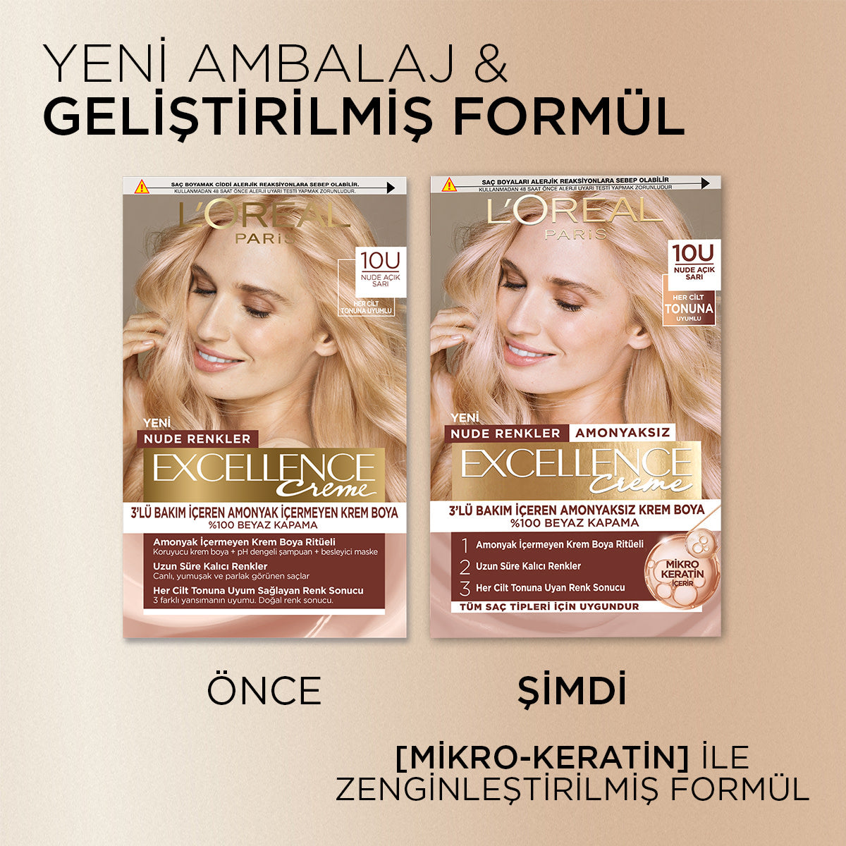 L’Oréal Paris Excellence Creme Nude Renkler Saç Boyası – 10U Nude Açık Sarı