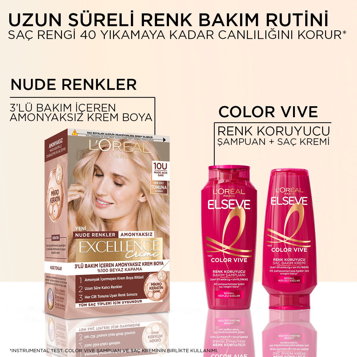 L’Oréal Paris Excellence Creme Nude Renkler Saç Boyası – 10U Nude Açık Sarı