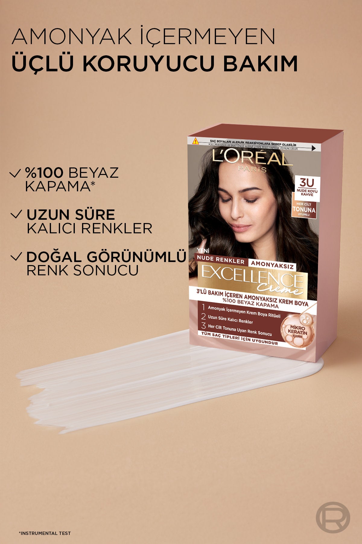 L’Oréal Paris Excellence Creme Nude Renkler Saç Boyası – 3U Nude Koyu Kahve