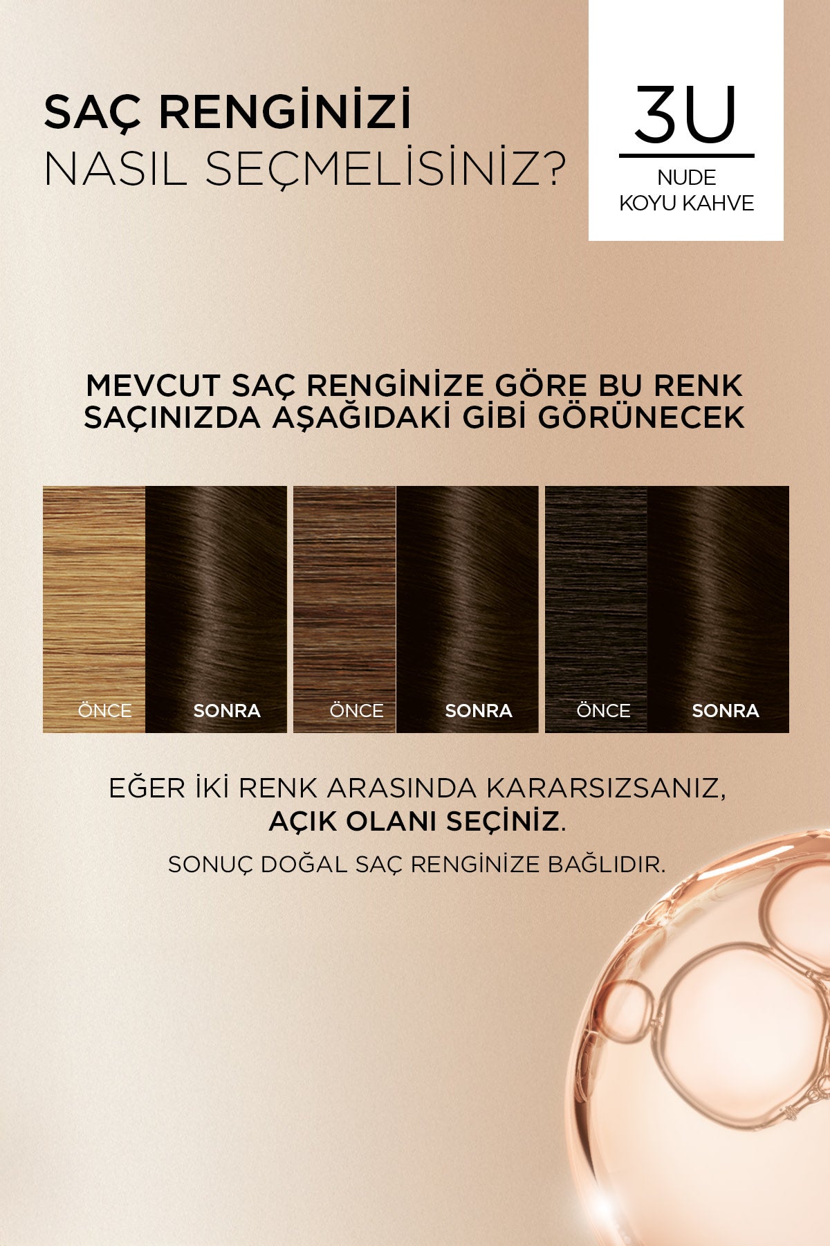L’Oréal Paris Excellence Creme Nude Renkler Saç Boyası – 3U Nude Koyu Kahve