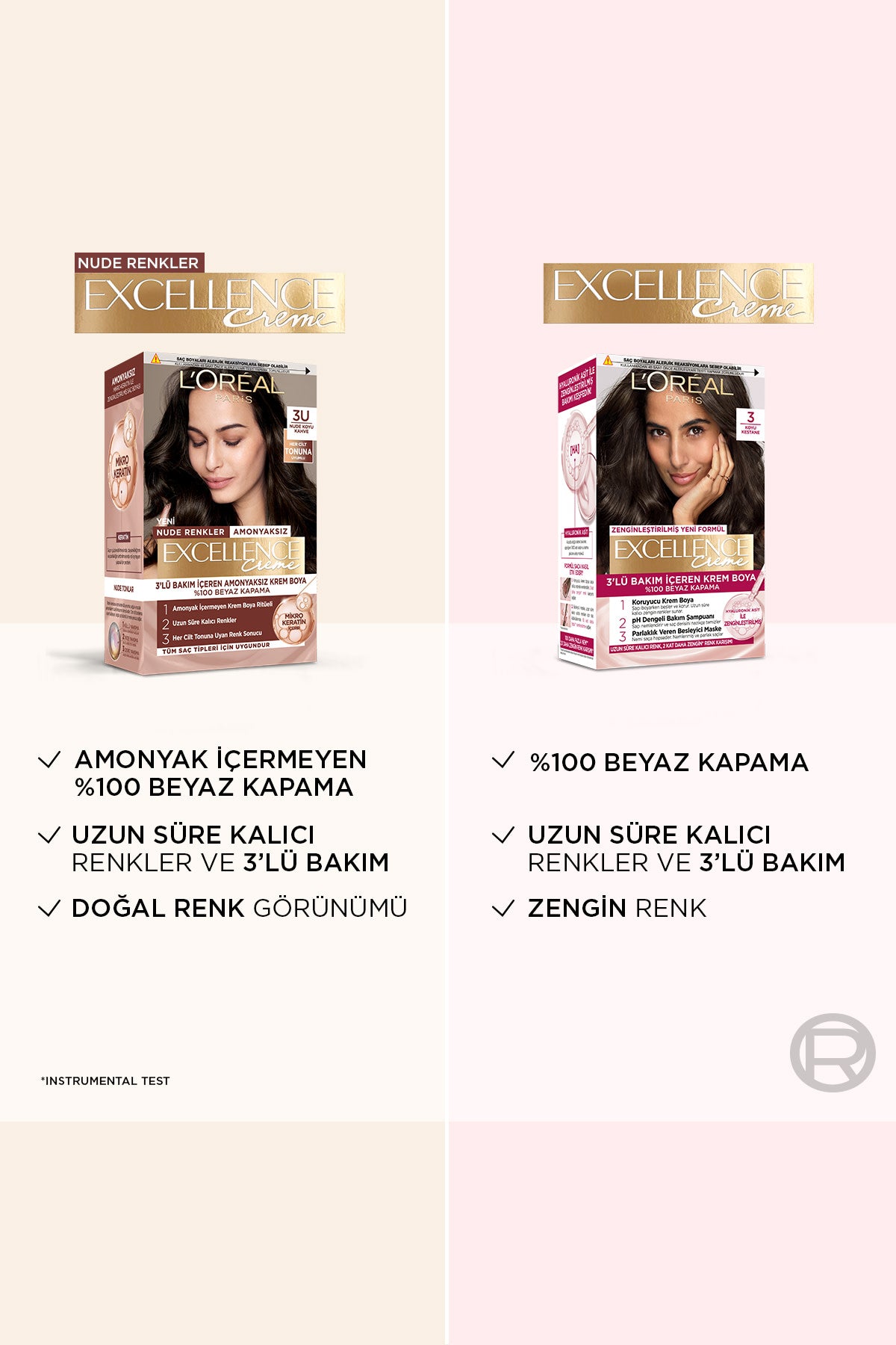 L’Oréal Paris Excellence Creme Nude Renkler Saç Boyası – 3U Nude Koyu Kahve