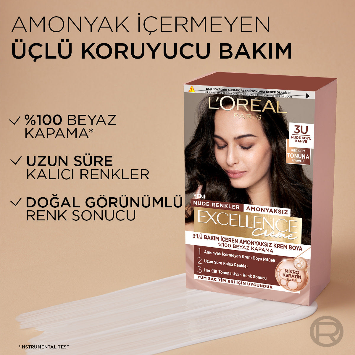 L’Oréal Paris Excellence Creme Nude Renkler Saç Boyası – 3U Nude Koyu Kahve