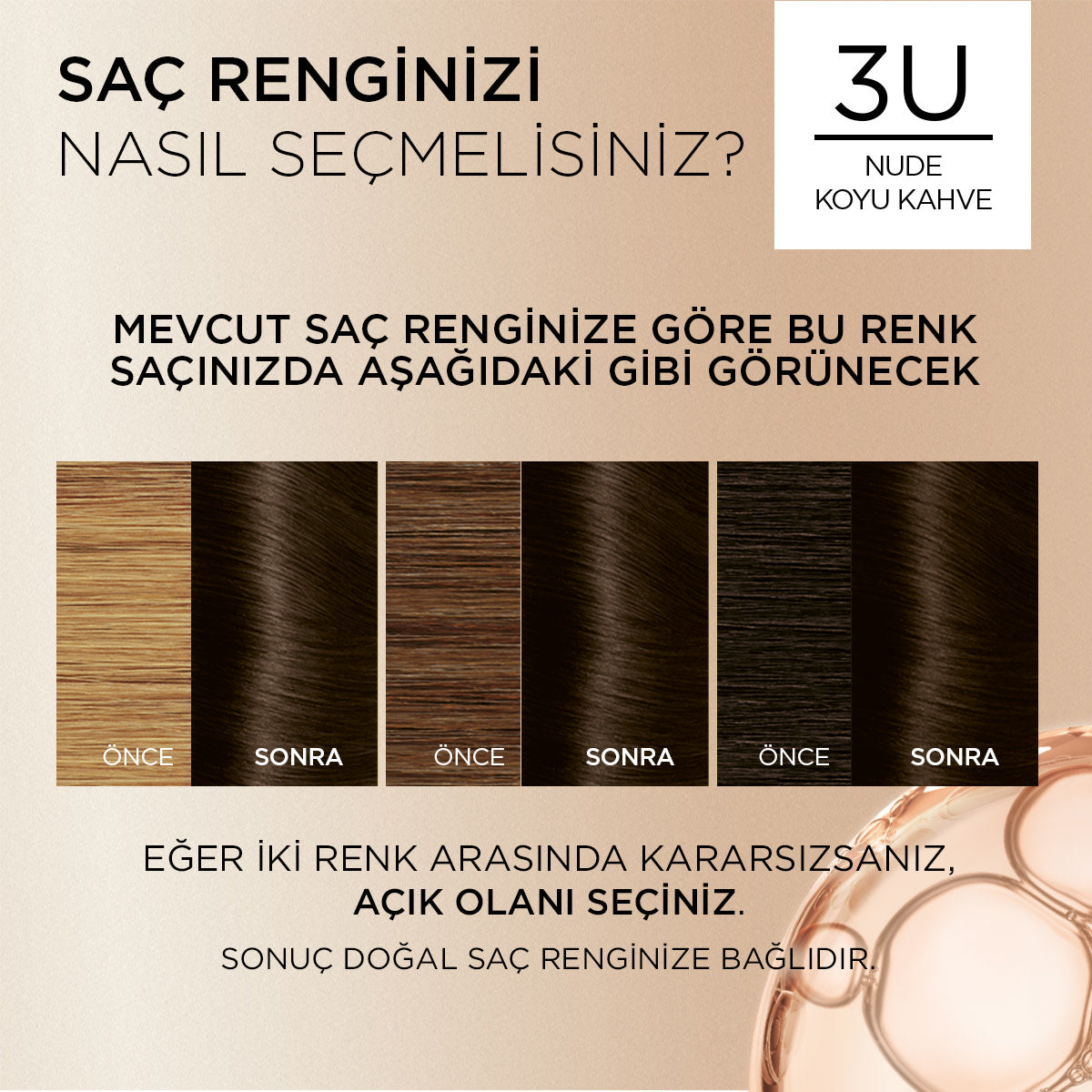L’Oréal Paris Excellence Creme Nude Renkler Saç Boyası – 3U Nude Koyu Kahve