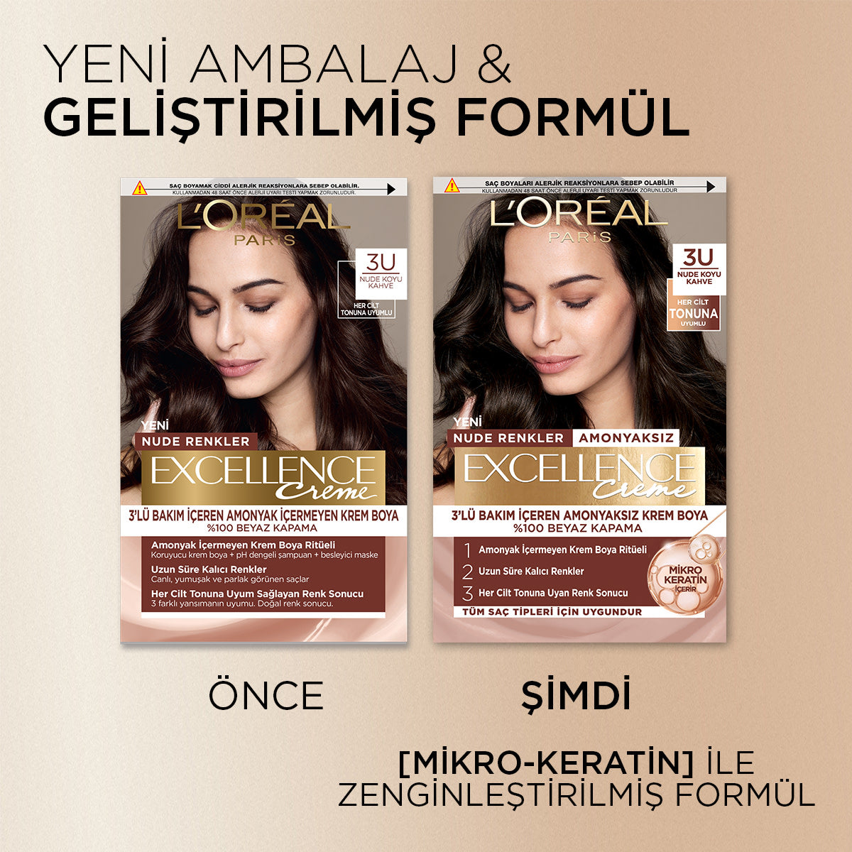 L’Oréal Paris Excellence Creme Nude Renkler Saç Boyası – 3U Nude Koyu Kahve