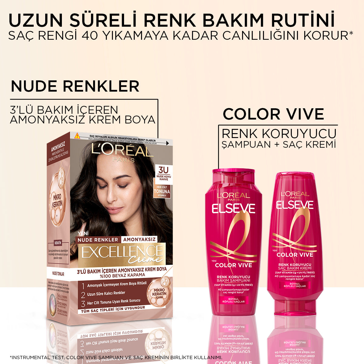 L’Oréal Paris Excellence Creme Nude Renkler Saç Boyası – 3U Nude Koyu Kahve