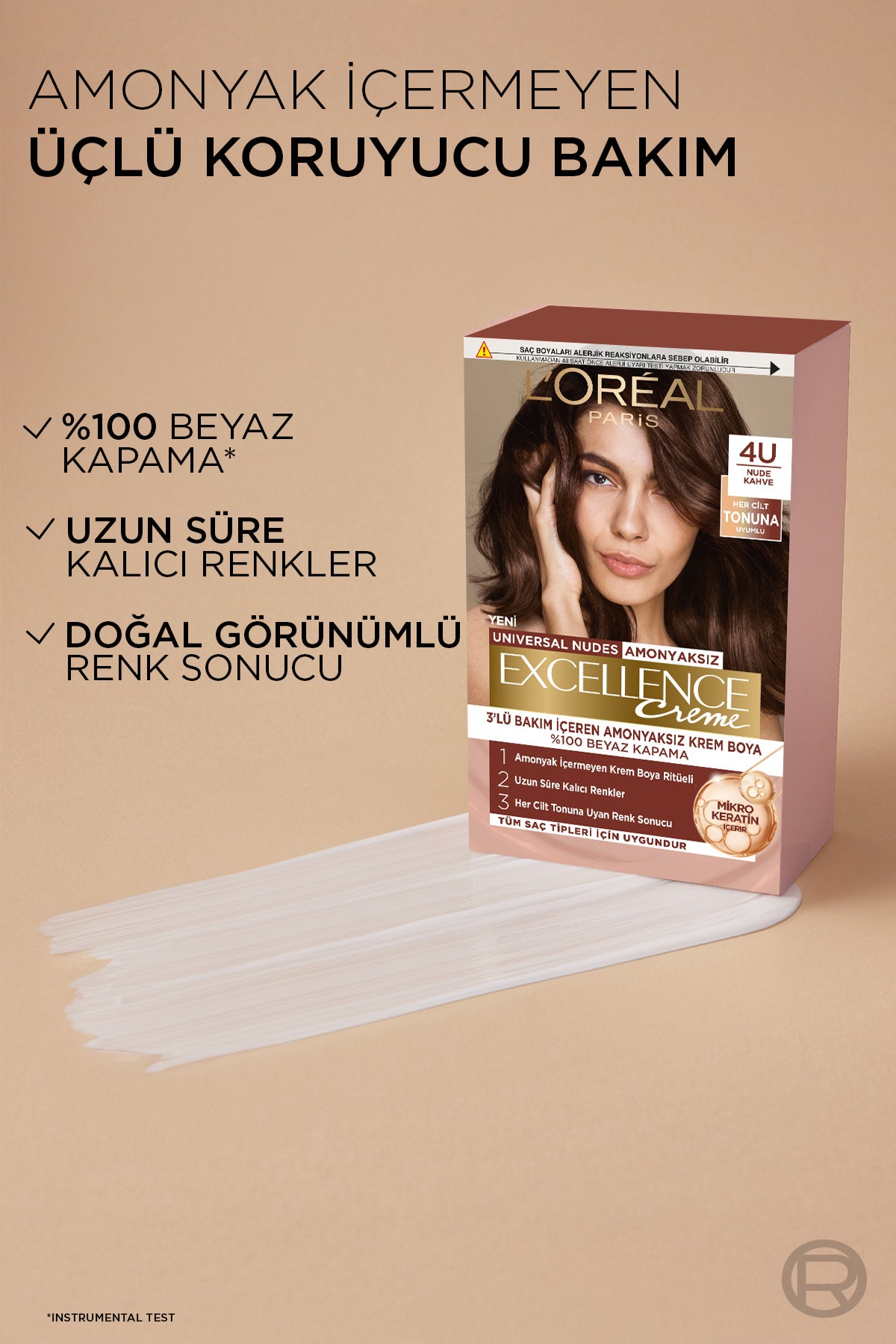L’Oréal Paris Excellence Creme Nude Renkler Saç Boyası – 4U Nude Kahve