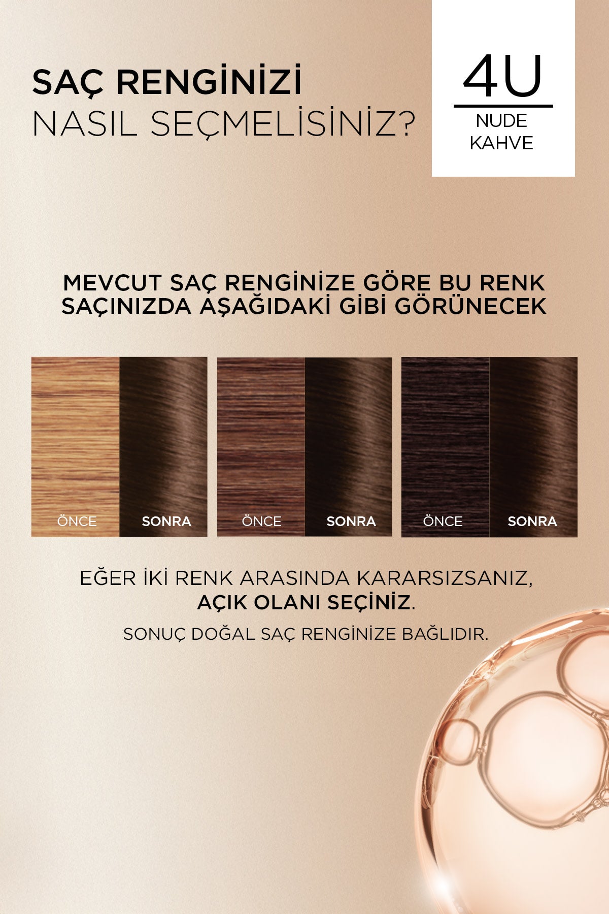 L’Oréal Paris Excellence Creme Nude Renkler Saç Boyası – 4U Nude Kahve