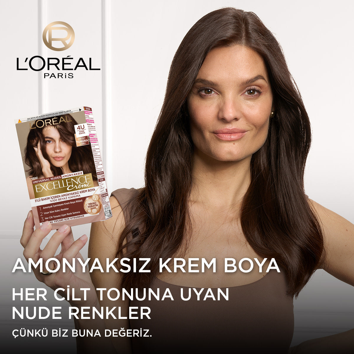 L’Oréal Paris Excellence Creme Nude Renkler Saç Boyası – 4U Nude Kahve