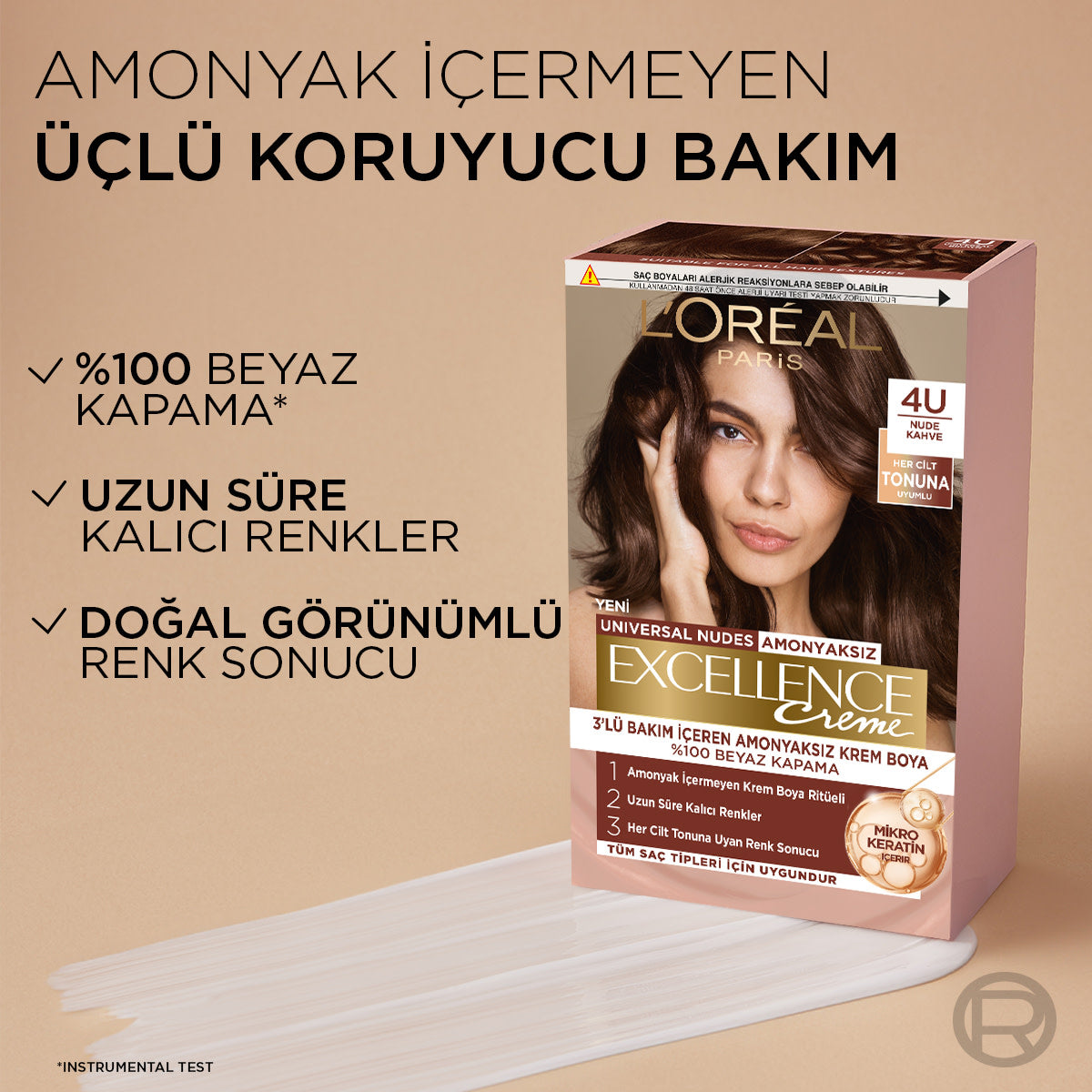 L’Oréal Paris Excellence Creme Nude Renkler Saç Boyası – 4U Nude Kahve