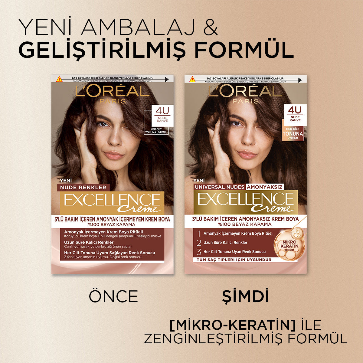 L’Oréal Paris Excellence Creme Nude Renkler Saç Boyası – 4U Nude Kahve