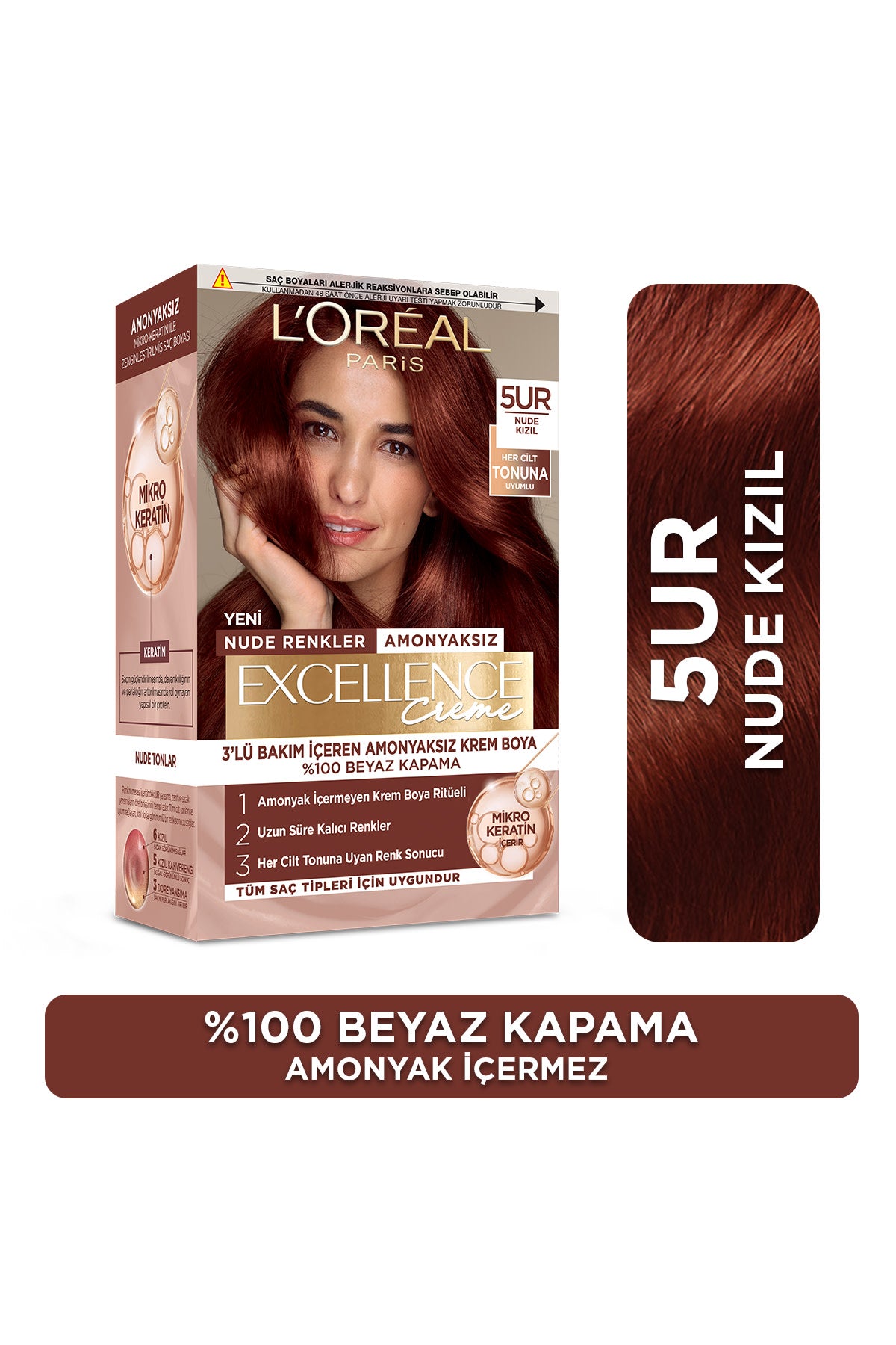 L’Oréal Paris Excellence Creme Nude Renkler Saç Boyası – 5UR Nude Kızıl