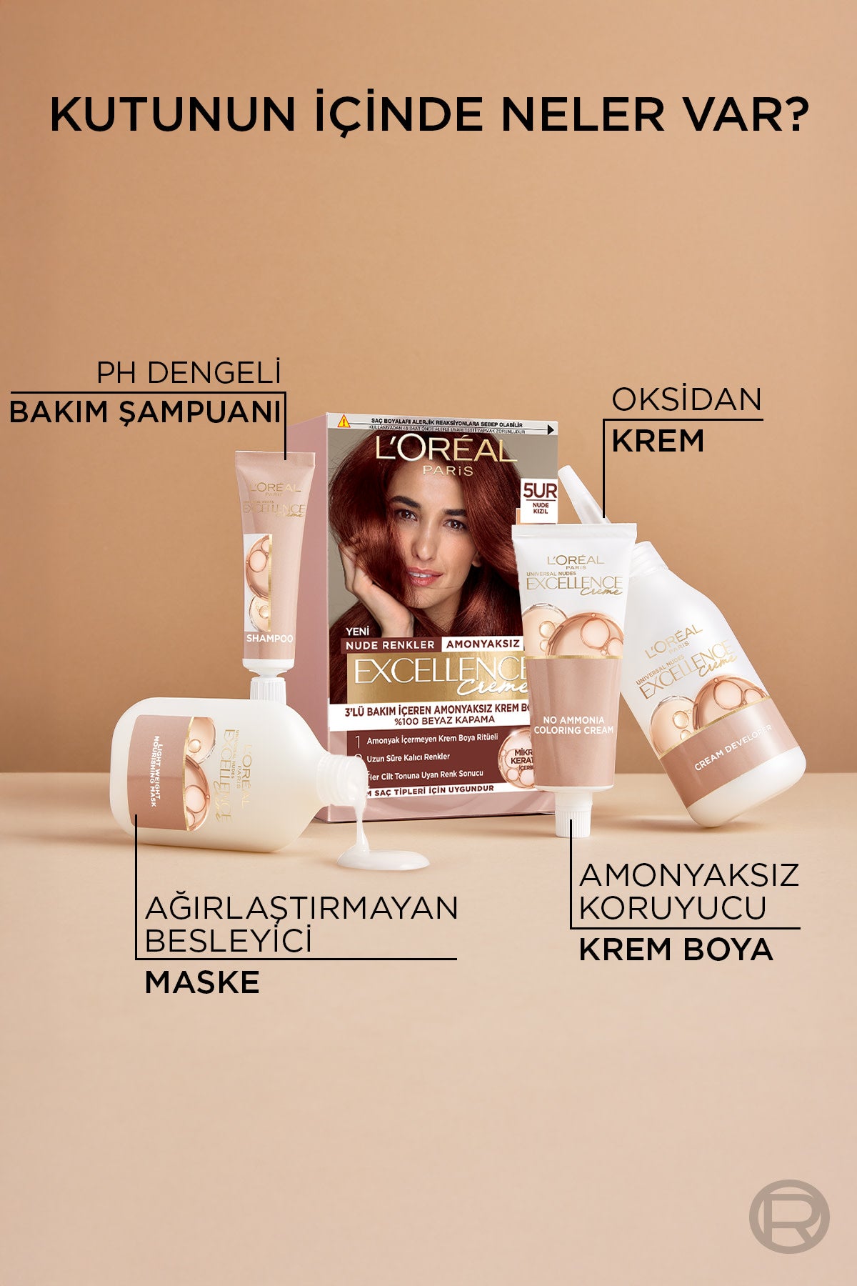 L’Oréal Paris Excellence Creme Nude Renkler Saç Boyası – 5UR Nude Kızıl