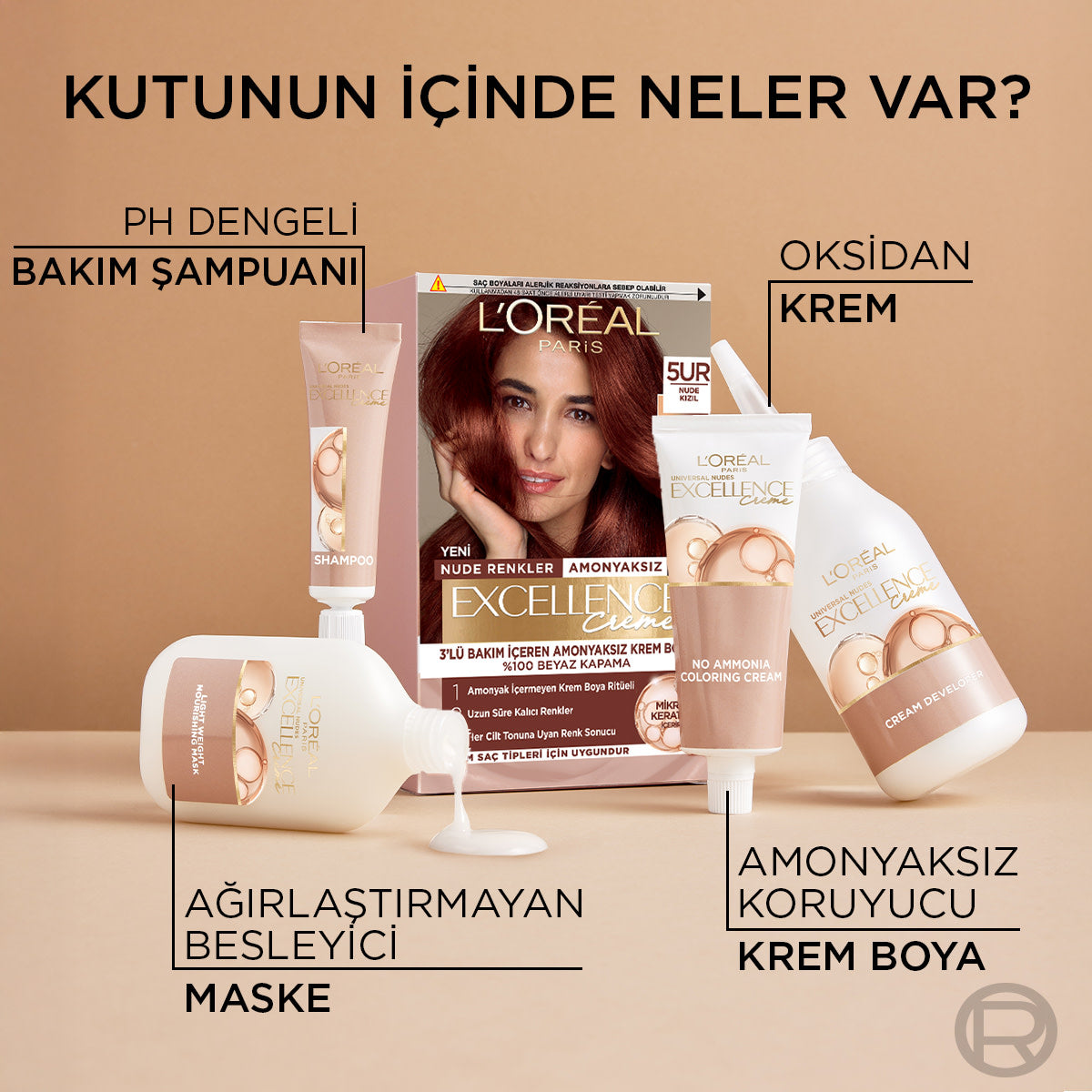 L’Oréal Paris Excellence Creme Nude Renkler Saç Boyası – 5UR Nude Kızıl
