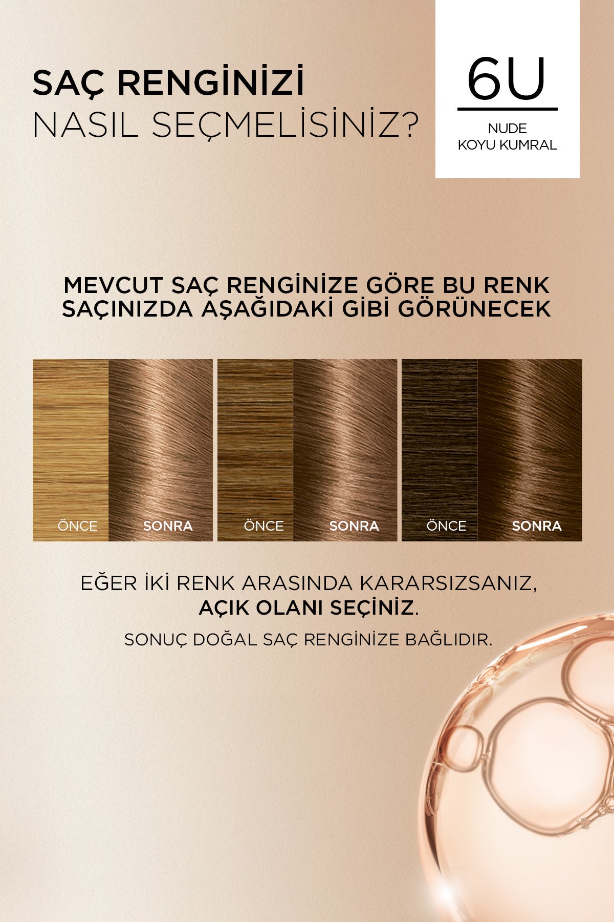 L’Oréal Paris Excellence Creme Nude Renkler Saç Boyası – 6U Nude Koyu Kumral