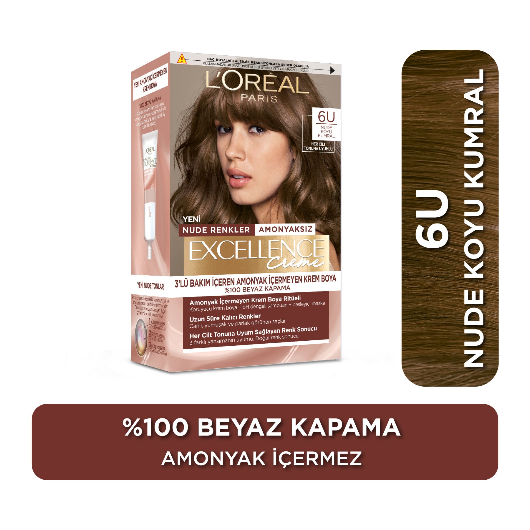 L’Oréal Paris Excellence Creme Nude Renkler Saç Boyası – 6U Nude Koyu Kumral