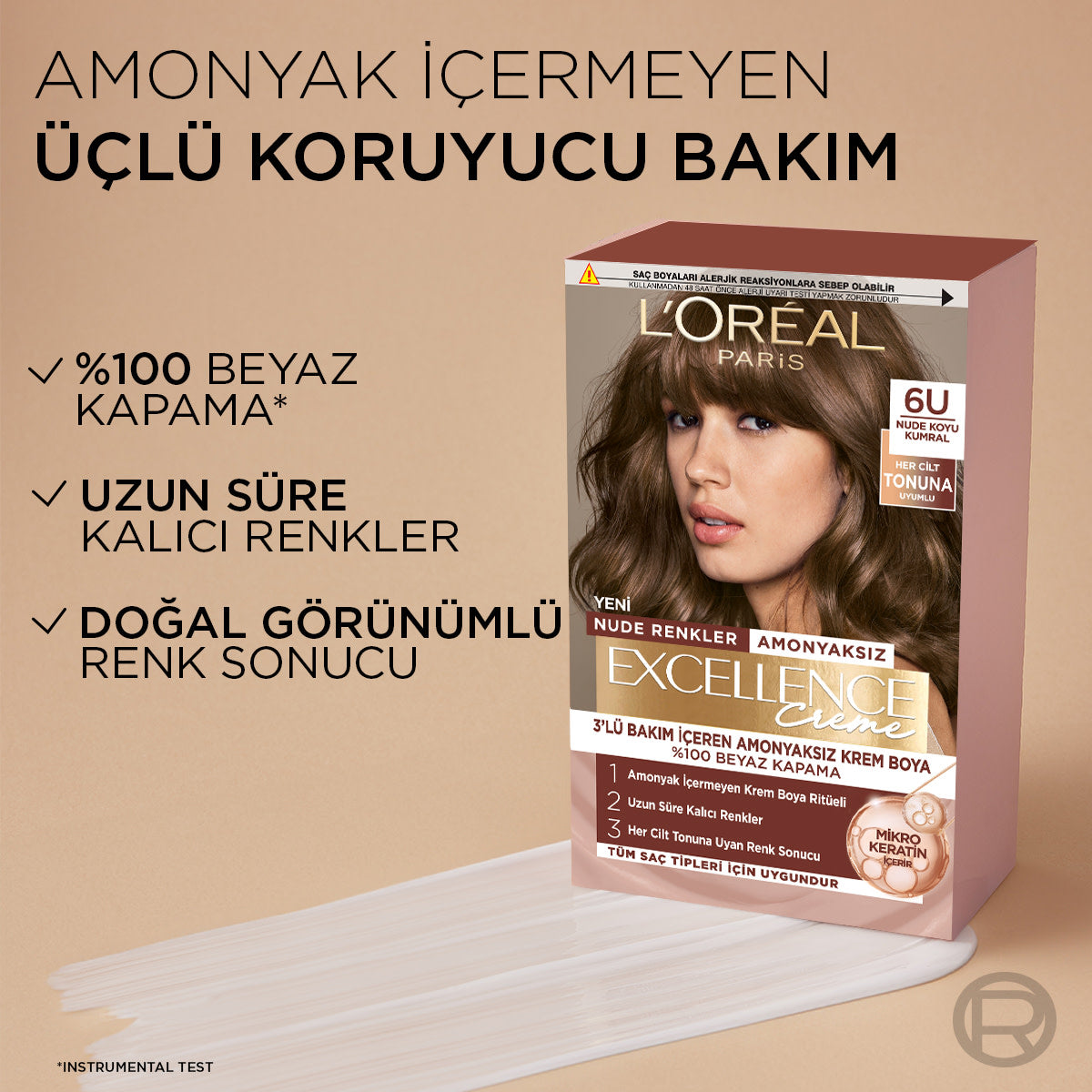L’Oréal Paris Excellence Creme Nude Renkler Saç Boyası – 6U Nude Koyu Kumral