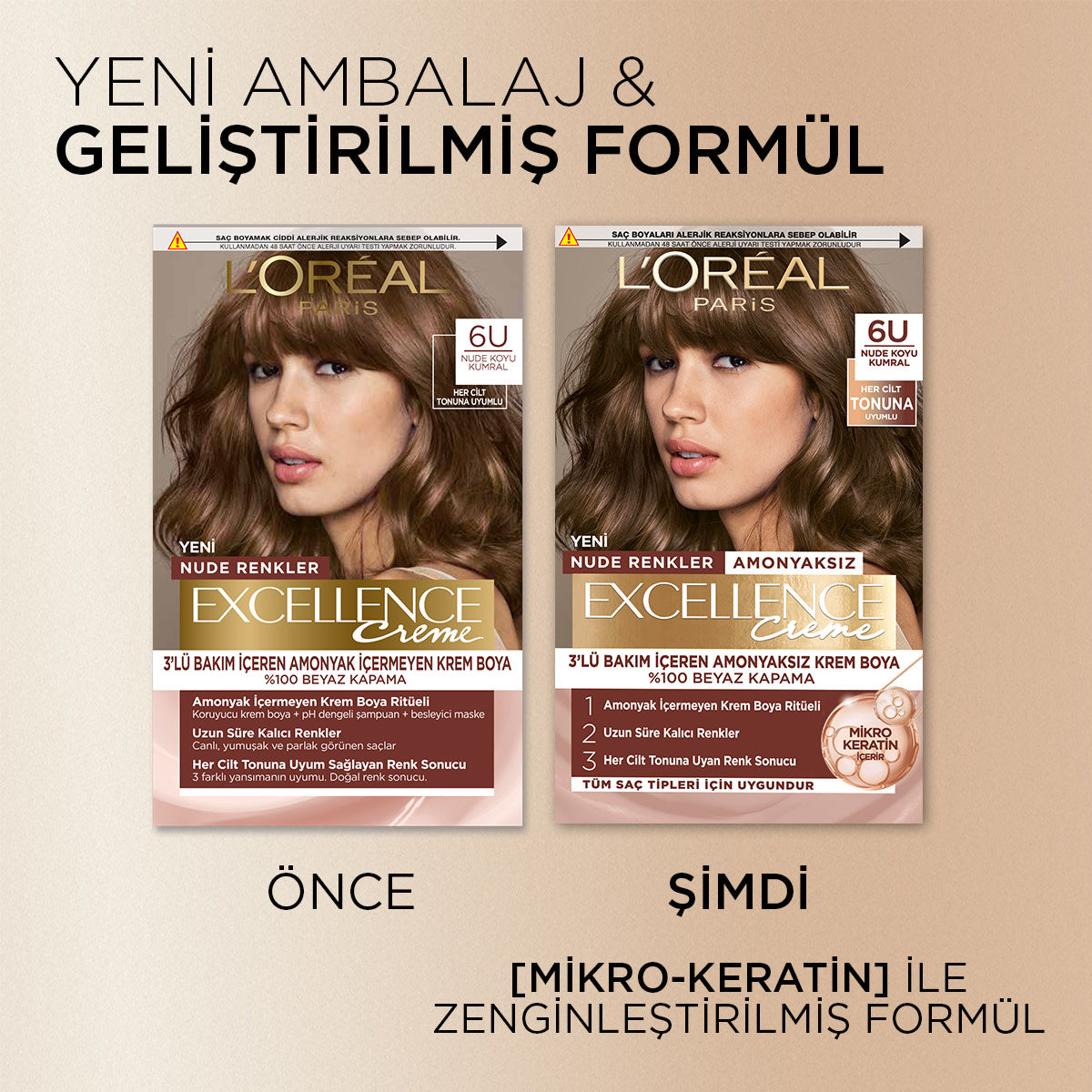 L’Oréal Paris Excellence Creme Nude Renkler Saç Boyası – 6U Nude Koyu Kumral