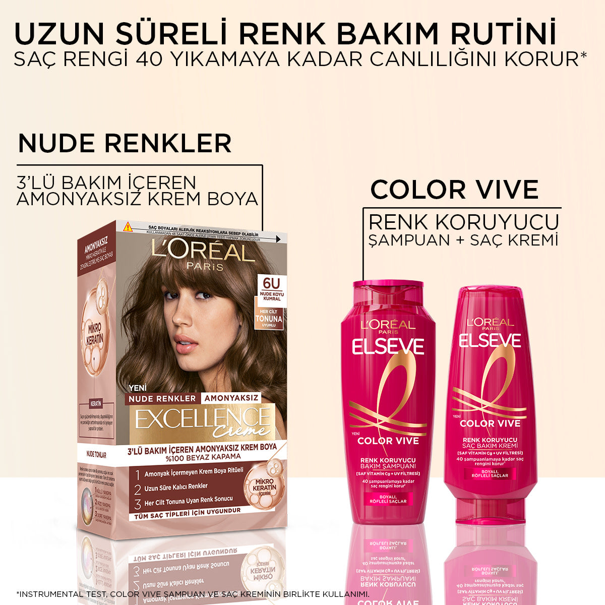 L’Oréal Paris Excellence Creme Nude Renkler Saç Boyası – 6U Nude Koyu Kumral