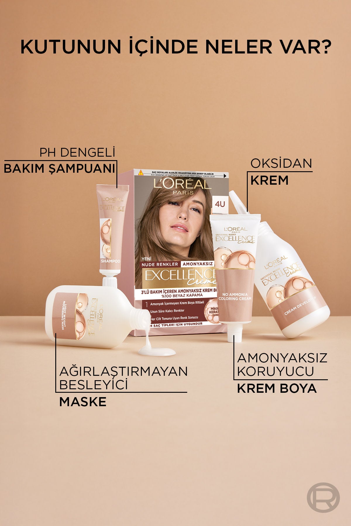 L’Oréal Paris Excellence Creme Nude Renkler Saç Boyası – 7U Nude Kumral