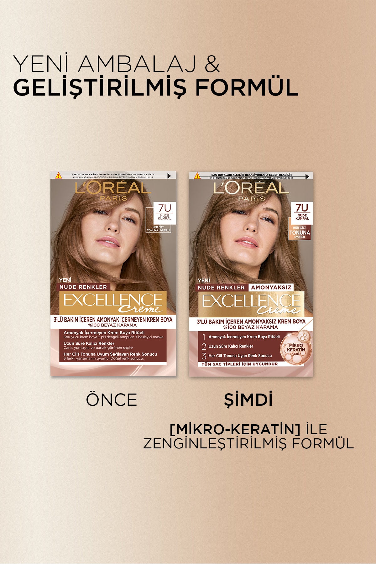 L’Oréal Paris Excellence Creme Nude Renkler Saç Boyası – 7U Nude Kumral