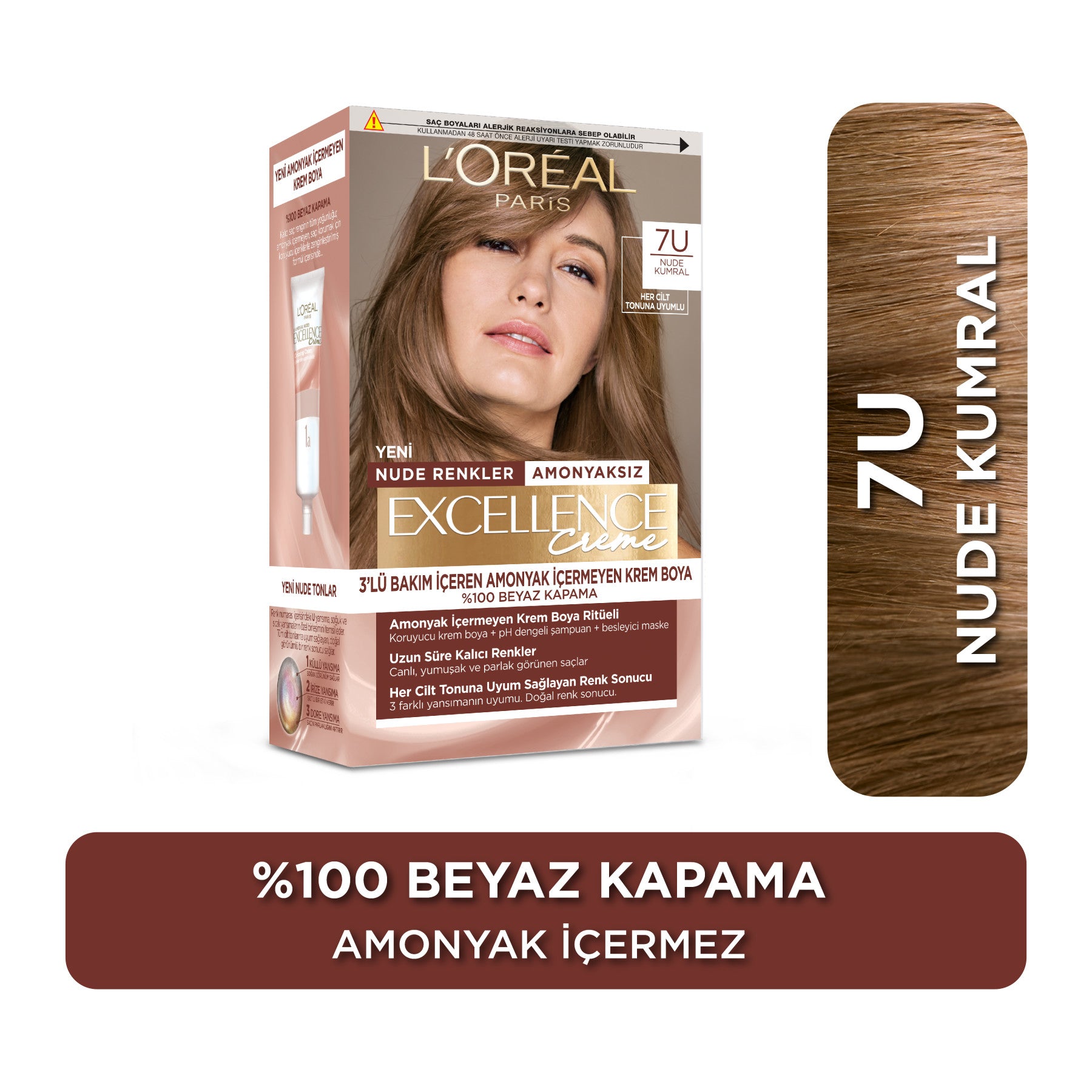L’Oréal Paris Excellence Creme Nude Renkler Saç Boyası – 7U Nude Kumral