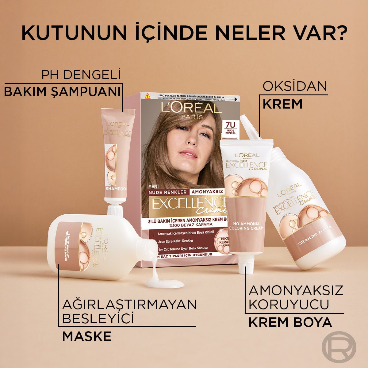 L’Oréal Paris Excellence Creme Nude Renkler Saç Boyası – 7U Nude Kumral