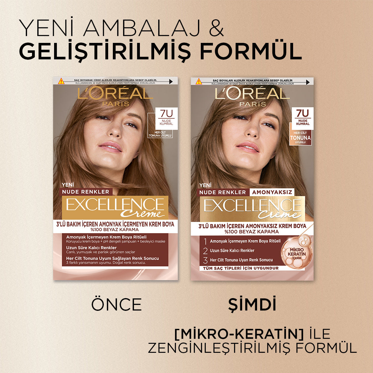L’Oréal Paris Excellence Creme Nude Renkler Saç Boyası – 7U Nude Kumral