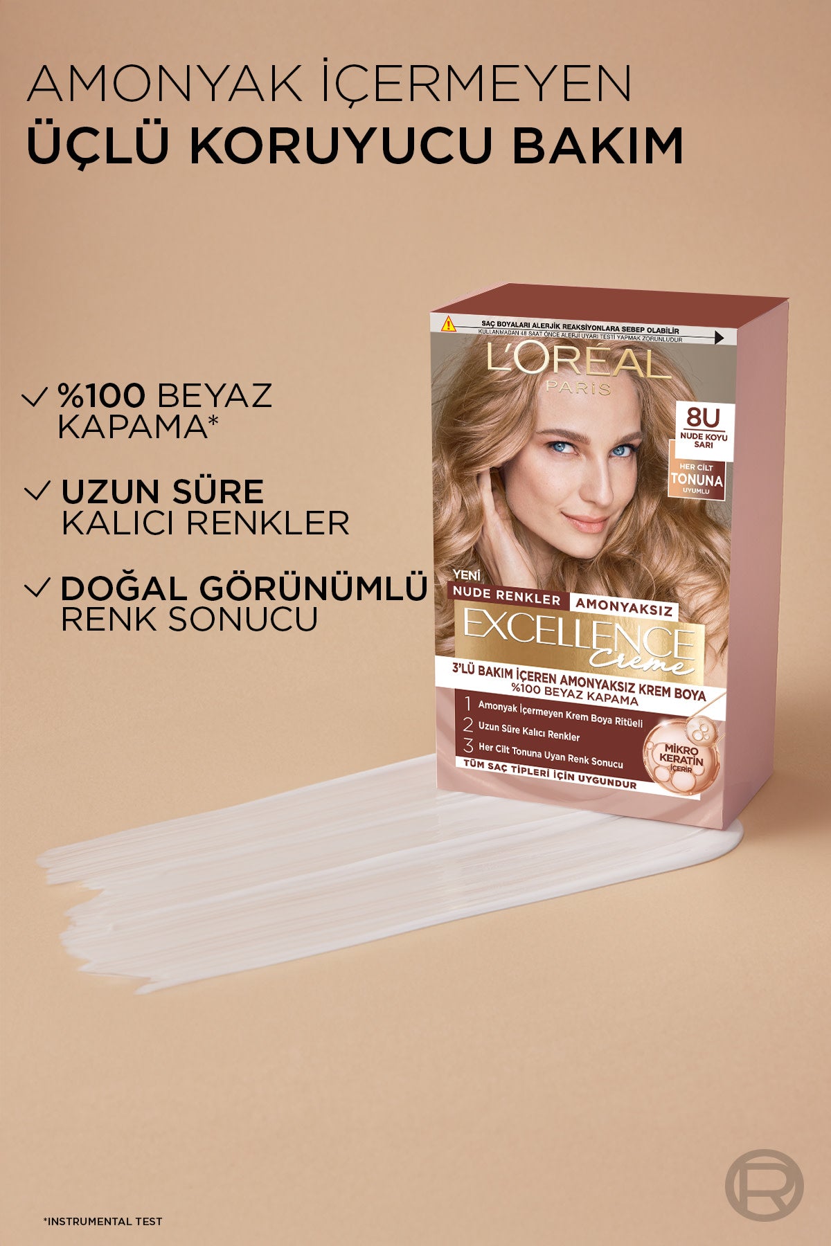 L’Oréal Paris Excellence Creme Nude Renkler Saç Boyası – 8U Nude Koyu Sarı