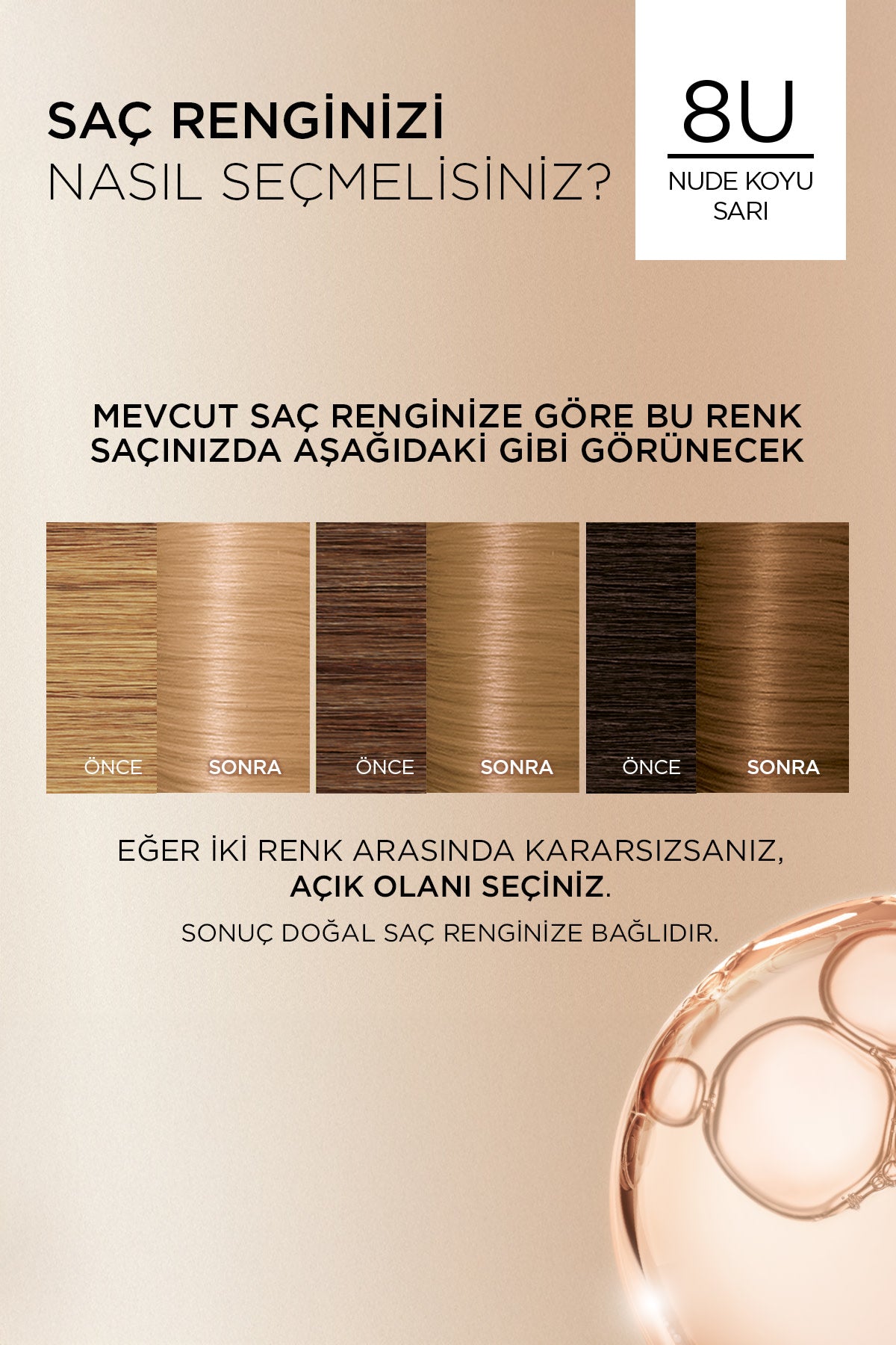 L’Oréal Paris Excellence Creme Nude Renkler Saç Boyası – 8U Nude Koyu Sarı