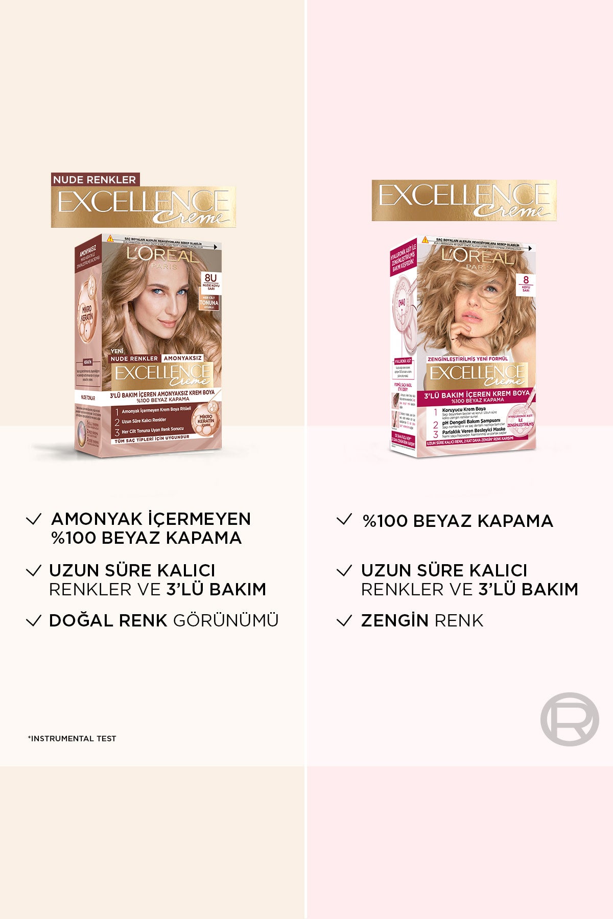 L’Oréal Paris Excellence Creme Nude Renkler Saç Boyası – 8U Nude Koyu Sarı
