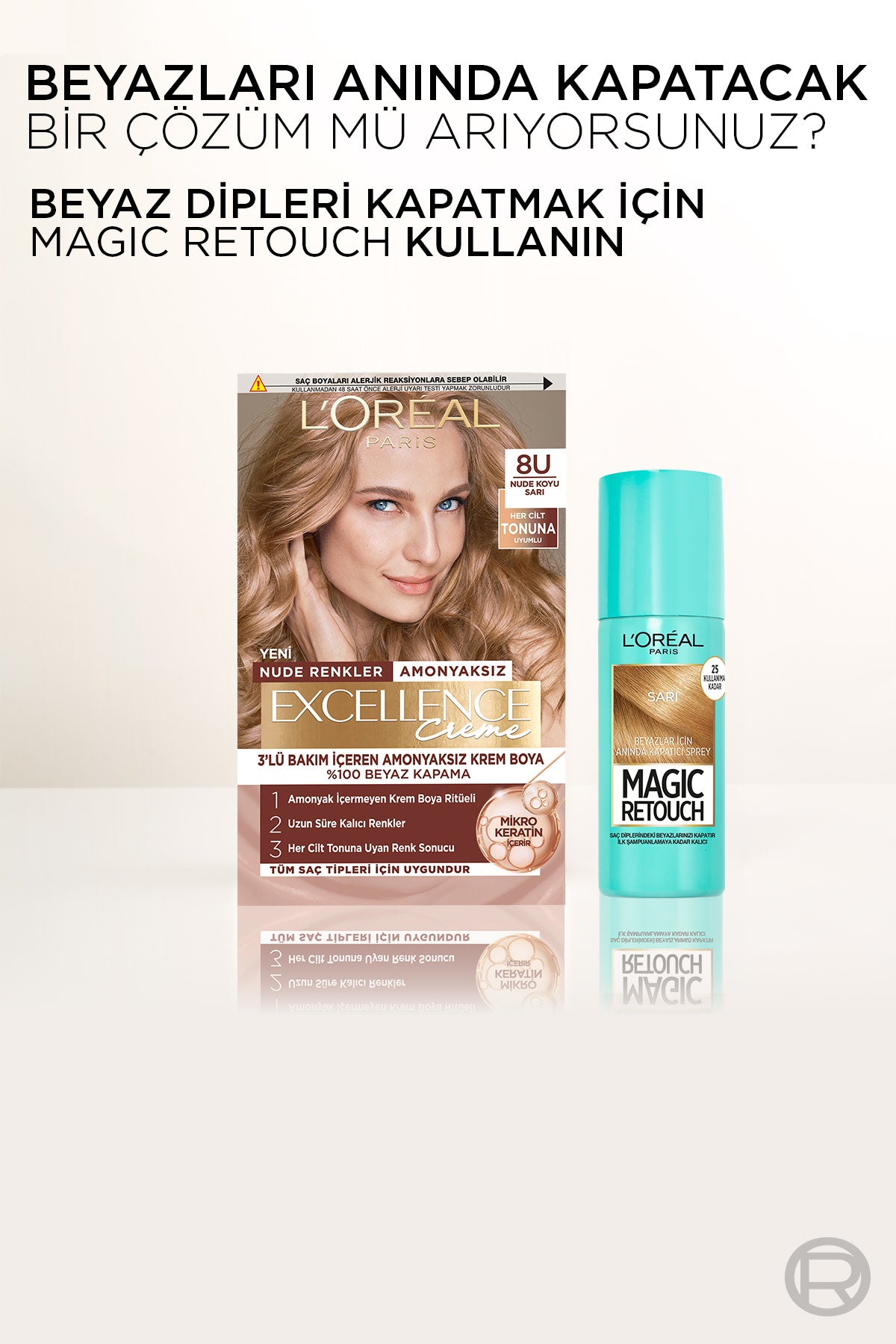 L’Oréal Paris Excellence Creme Nude Renkler Saç Boyası – 8U Nude Koyu Sarı