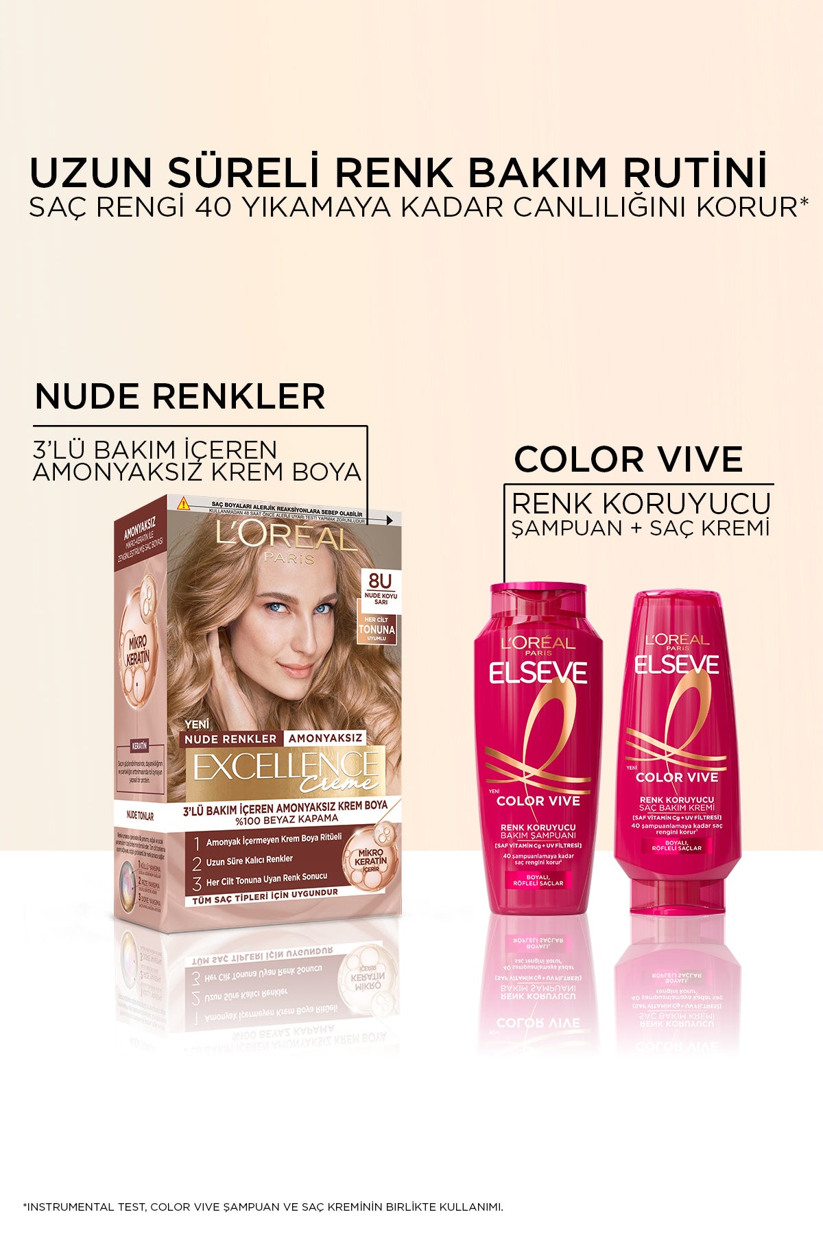 L’Oréal Paris Excellence Creme Nude Renkler Saç Boyası – 8U Nude Koyu Sarı