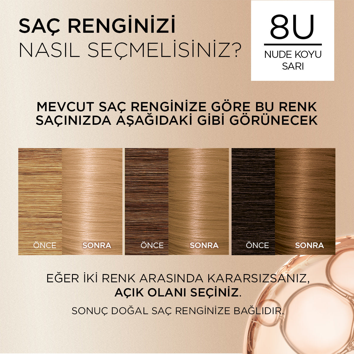 L’Oréal Paris Excellence Creme Nude Renkler Saç Boyası – 8U Nude Koyu Sarı