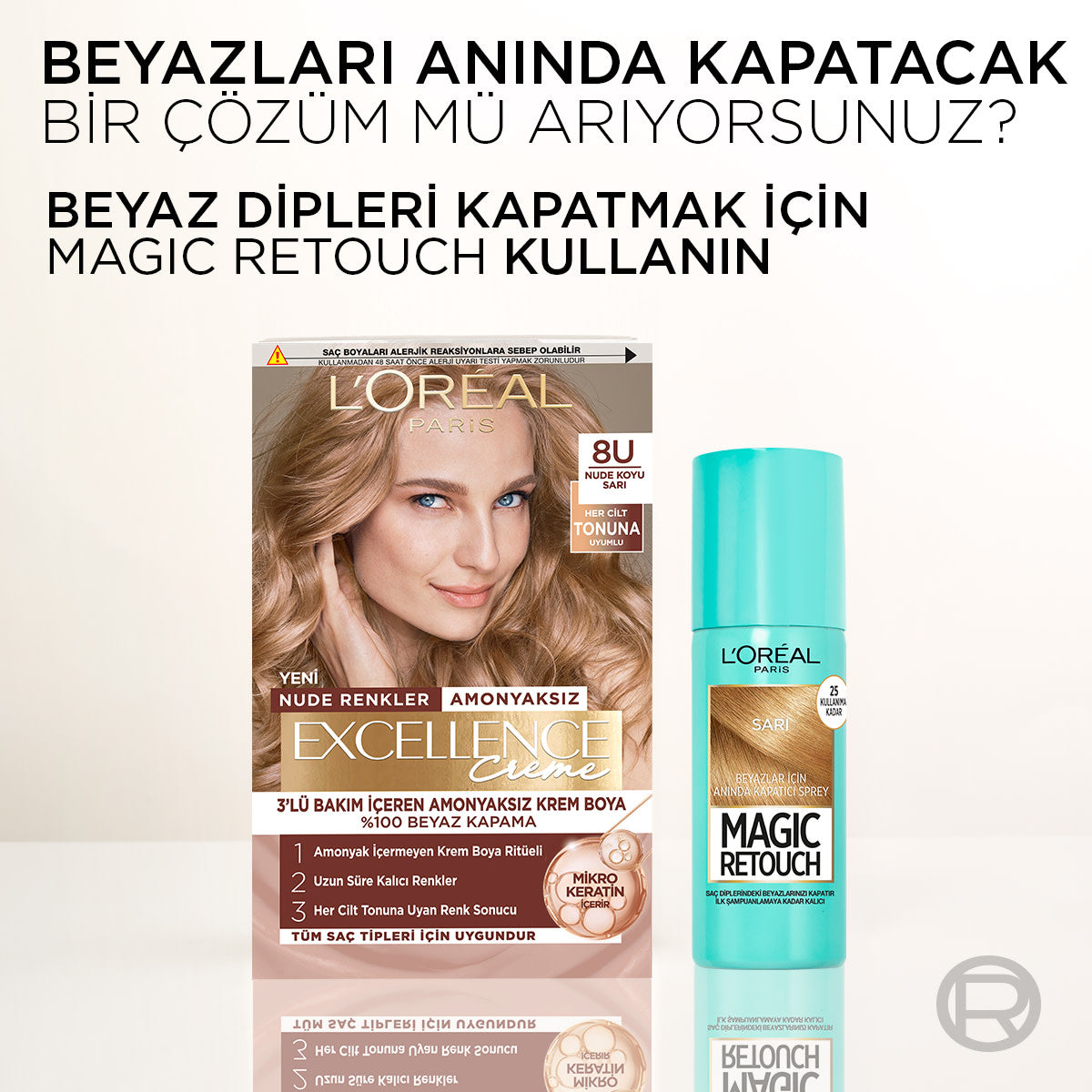 L’Oréal Paris Excellence Creme Nude Renkler Saç Boyası – 8U Nude Koyu Sarı