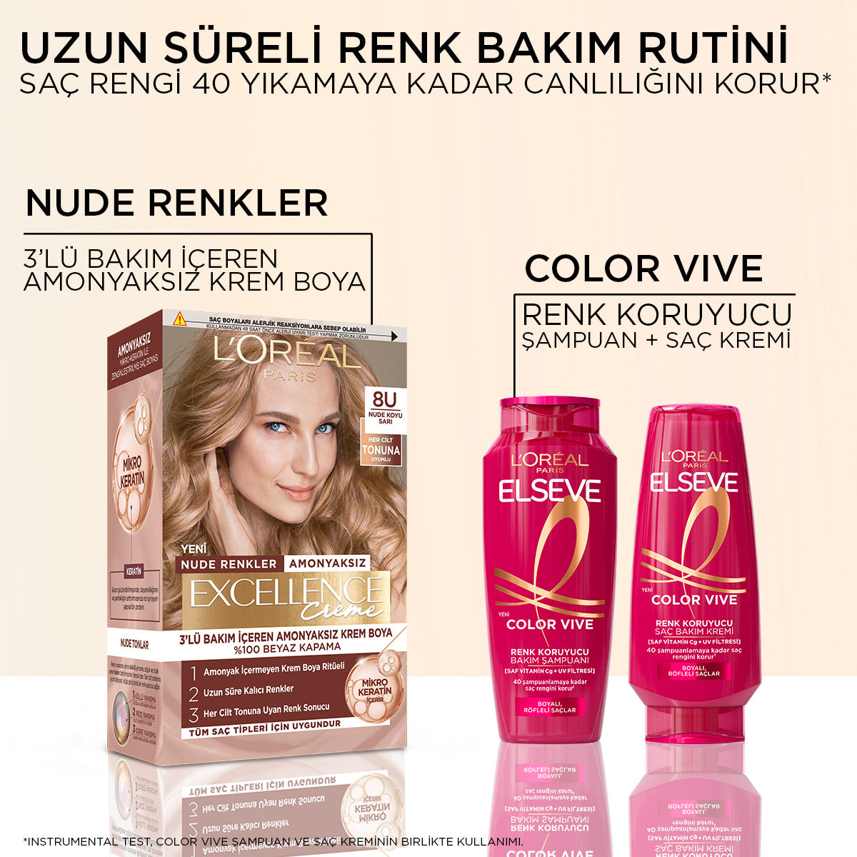L’Oréal Paris Excellence Creme Nude Renkler Saç Boyası – 8U Nude Koyu Sarı