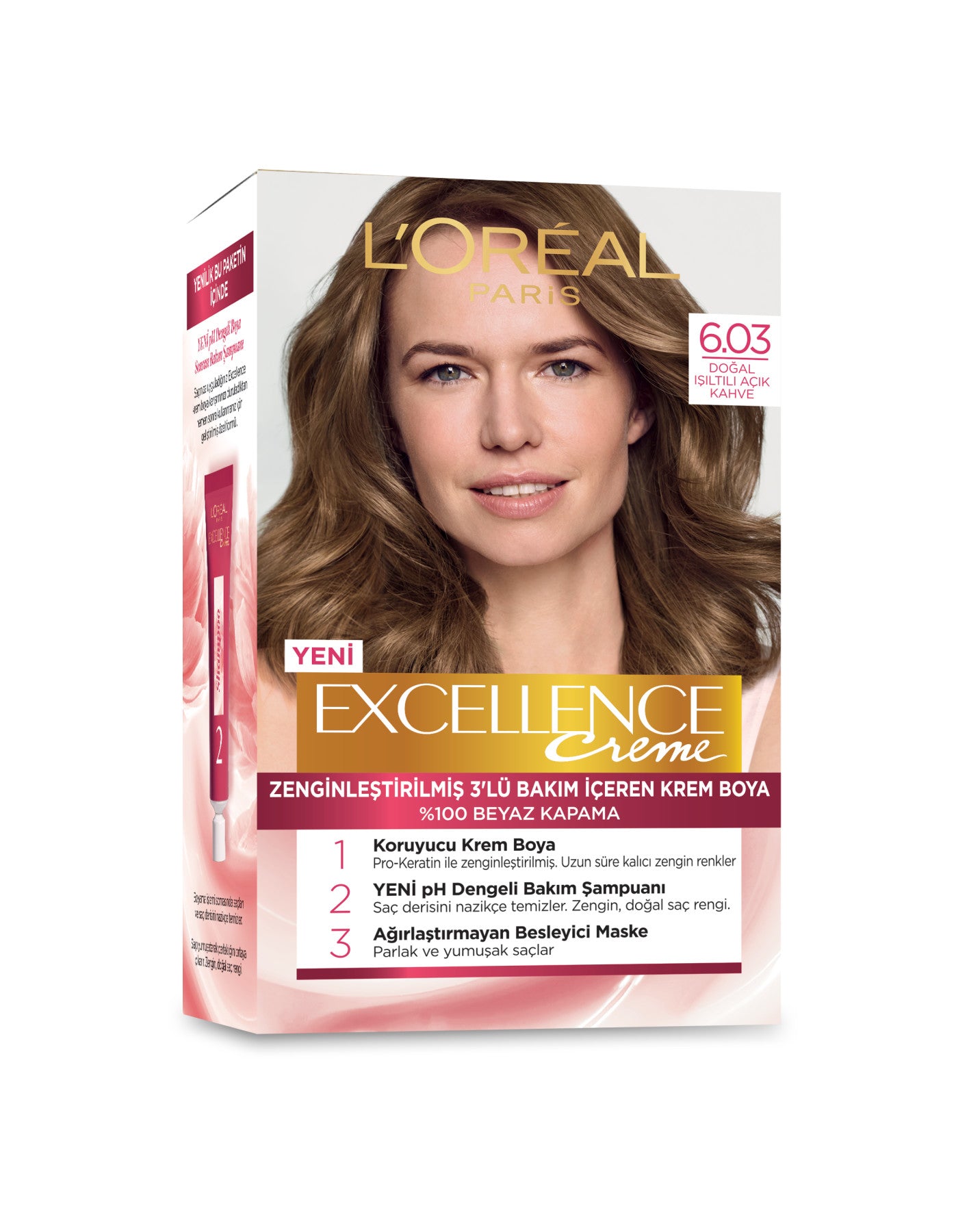L'Oréal Paris Excellence Creme Saç Boyası - 6.03 Doğal Işıltılı Açık Kahve