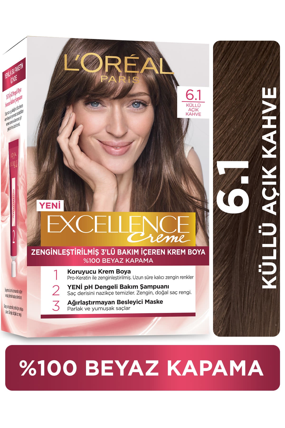 L'Oréal Paris Excellence Creme Saç Boyası - 6.1 Küllü Açık Kahve