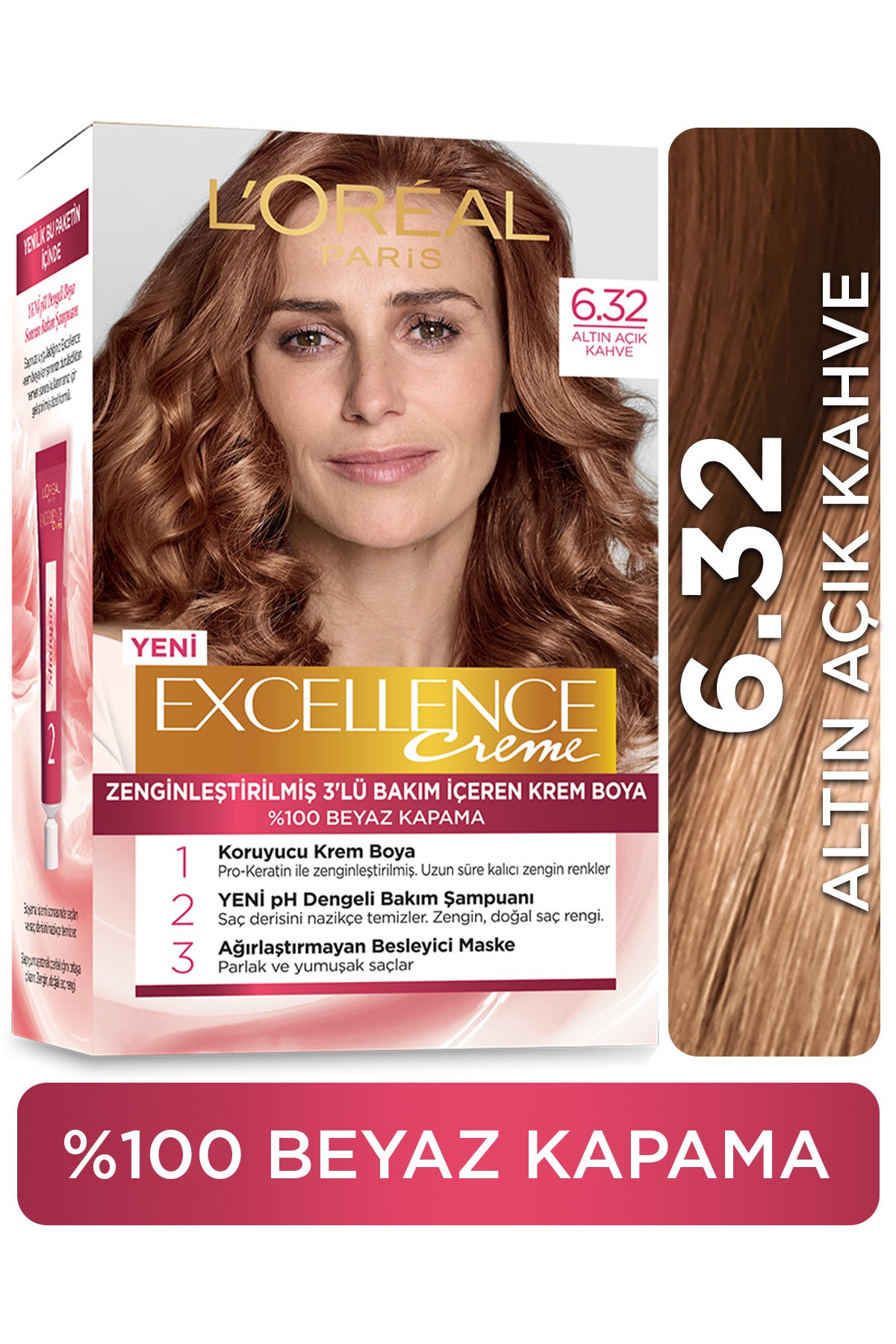 L'Oréal Paris Excellence Creme Saç Boyası - 6.32 Altın Açık Kahve