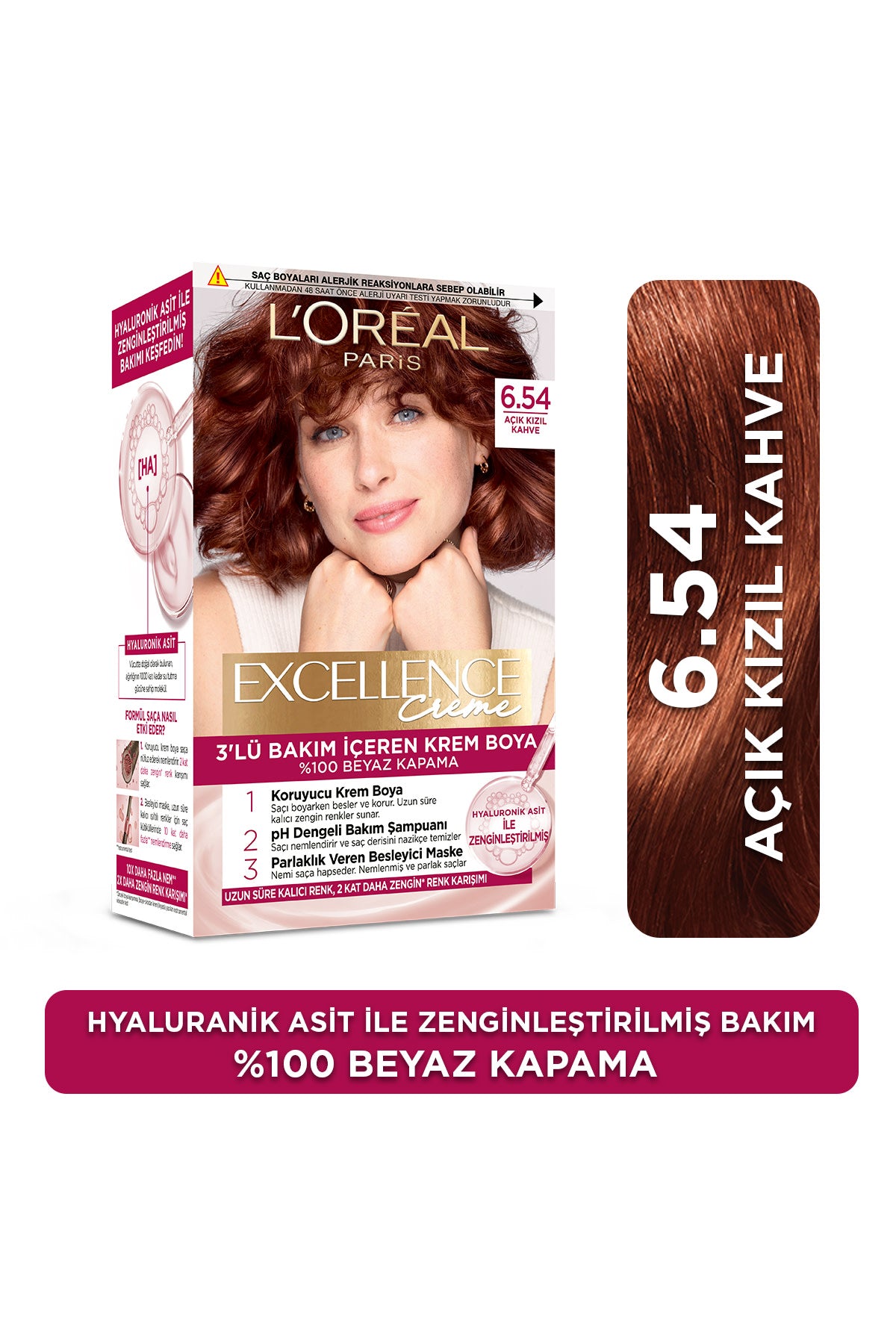 L’Oréal Paris Excellence Creme Saç Boyası 6.54 Açık Kızıl Kahve