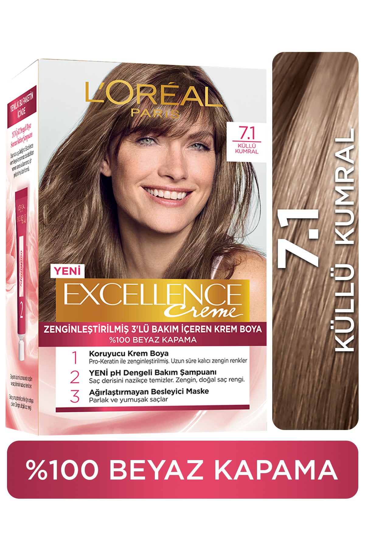 L'Oréal Paris Excellence Creme Saç Boyası - 7.1 Küllü Kumral