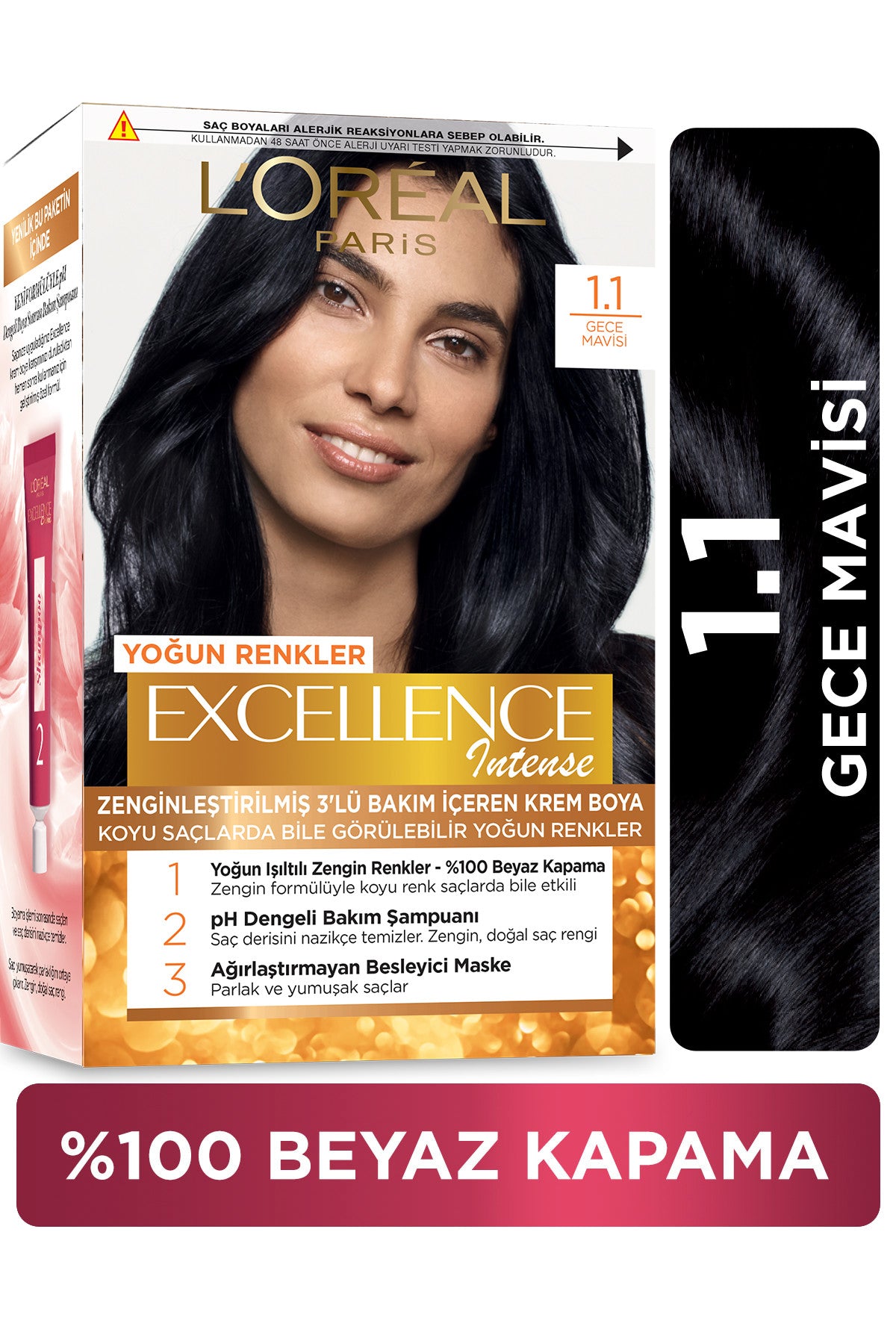 L'Oréal Paris Excellence Intense Saç Boyası - 1.1 Gece Mavisi