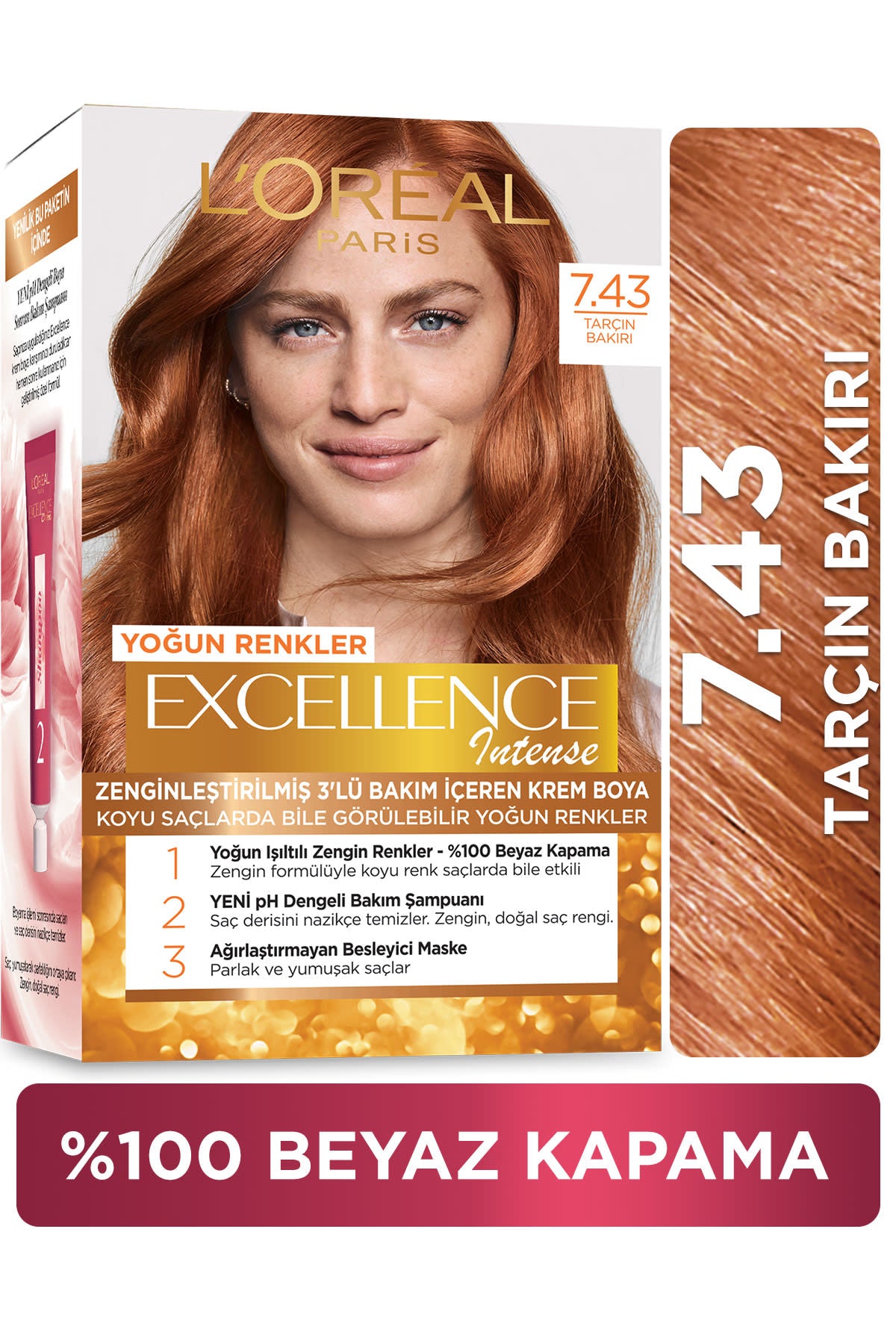 L'Oréal Paris Excellence Intense Saç Boyası - 7.43 Tarçın Bakırı