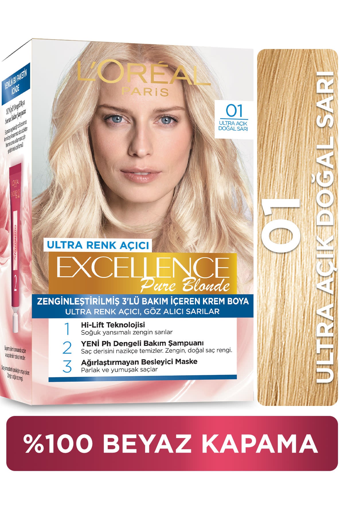 L'Oréal Paris Excellence Pure Blond Saç Boyası - 01 Ultra Açık Doğal Sarı