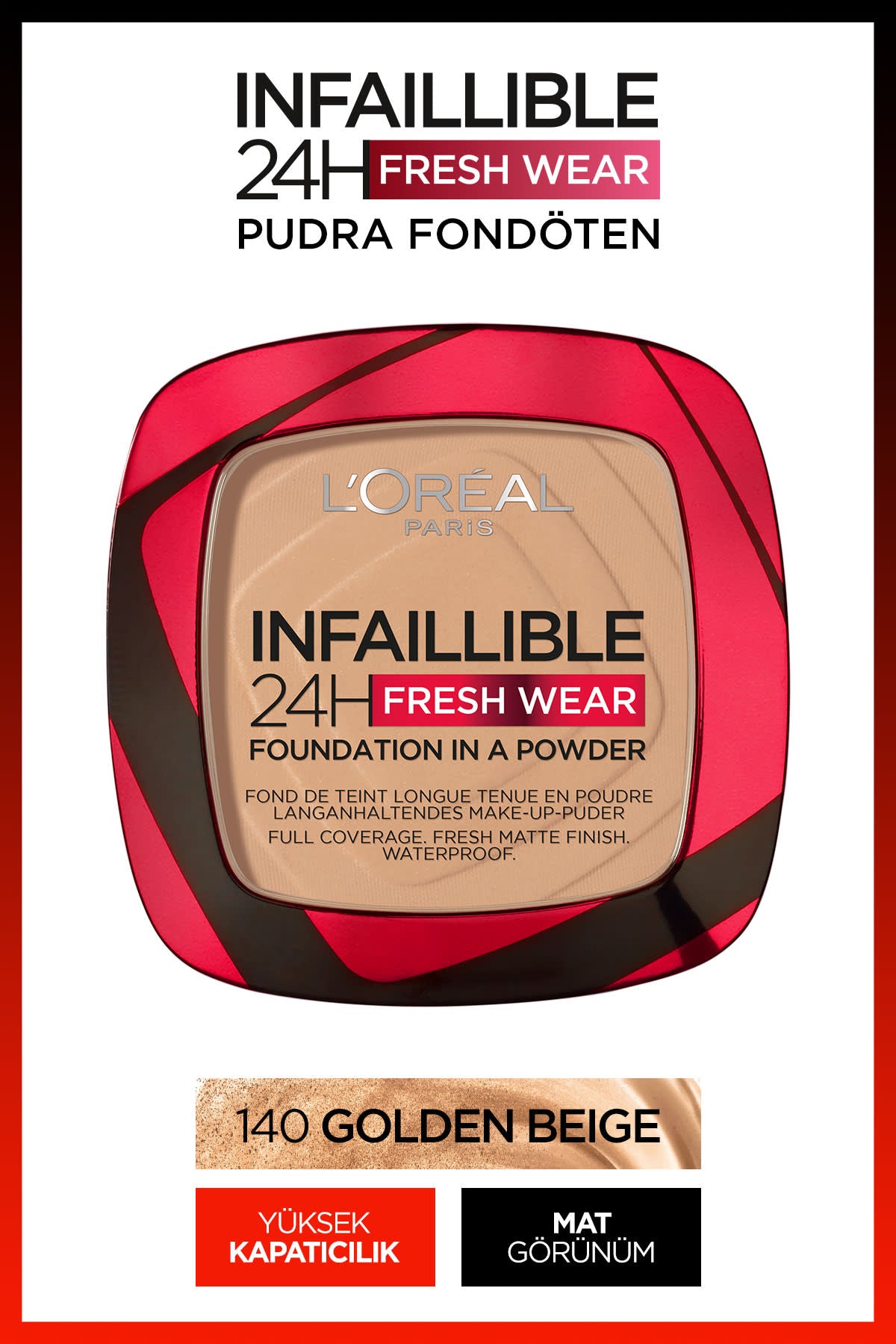 L'Oréal Paris Infaillible 24H Fresh Wear Pudra Fondöten 140 Golden Beige